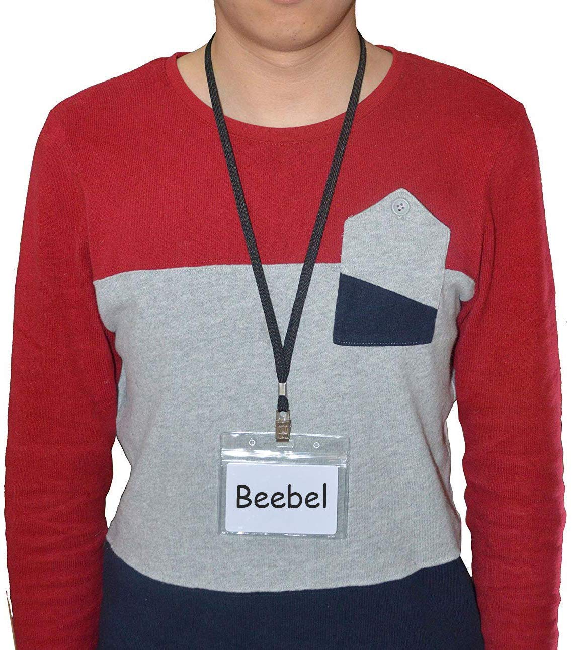 Beebel 100 Pack Black Lanyards with Badge Clip - for ID Cards & Events