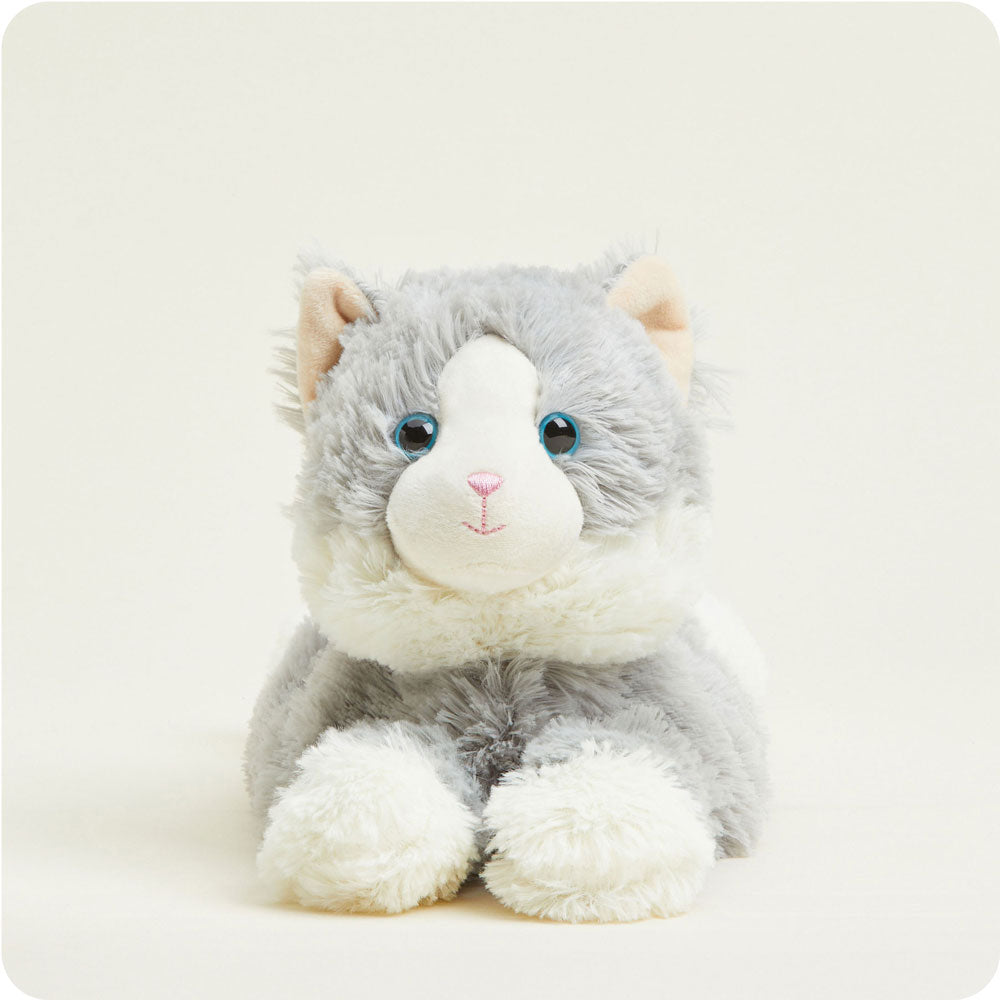 Gray Cat Plush Warmies - Soft & Cozy Microwavable Heating Pad for Pain Relief & Stress Relief - Perfect for Cuddling, Relaxation & Gifts