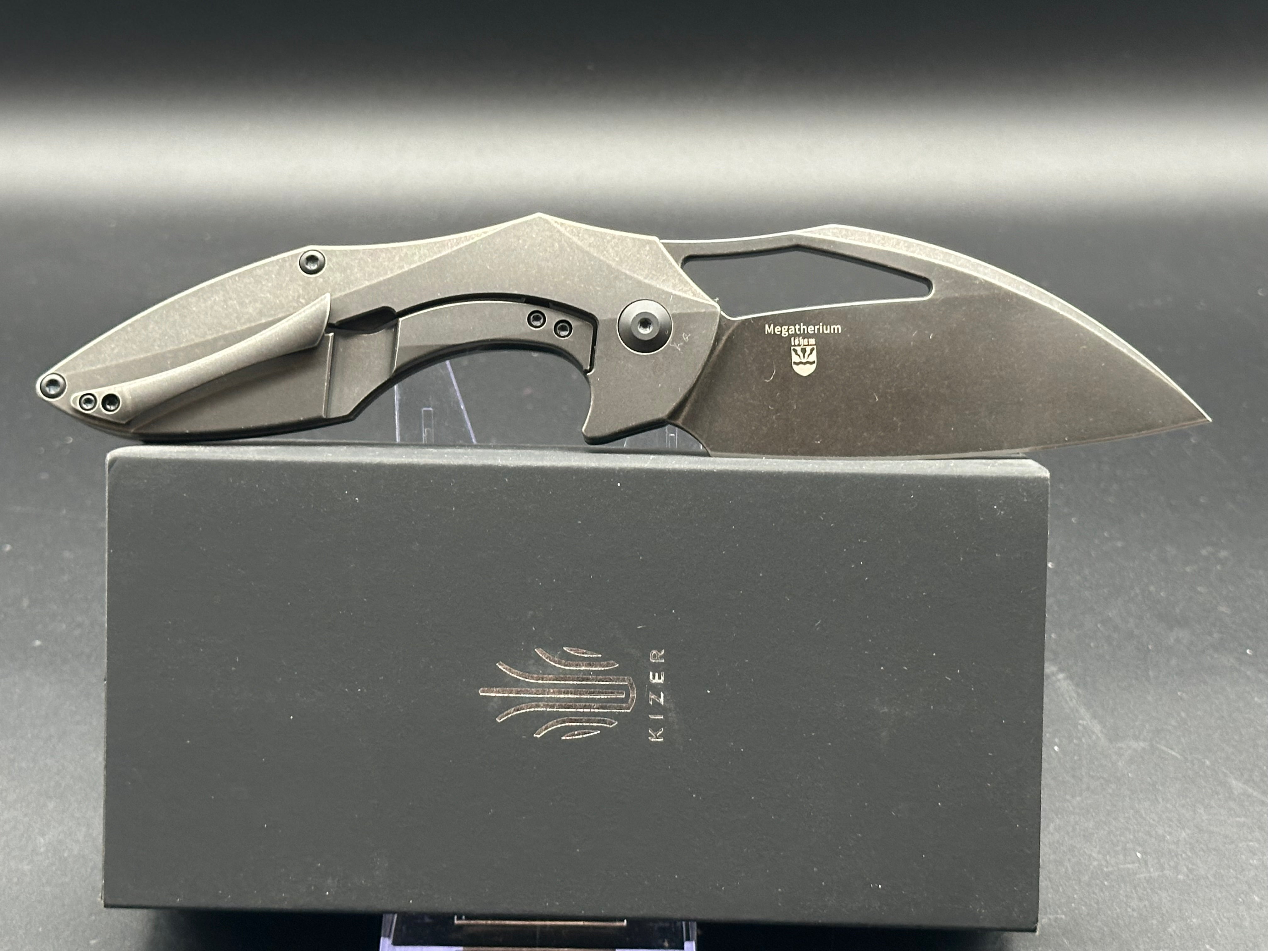 Kizer Isham Megatherium Flipper Knife - Titanium Handle, 3.6