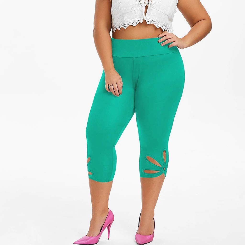 Aniywn Women's Yoga Capris Leggings - High Waisted Stretch Workout Tights with Hollow Out Design - Plus Size Activewear for Yoga, Running & Gym - Comfortable Sport Pants for Women