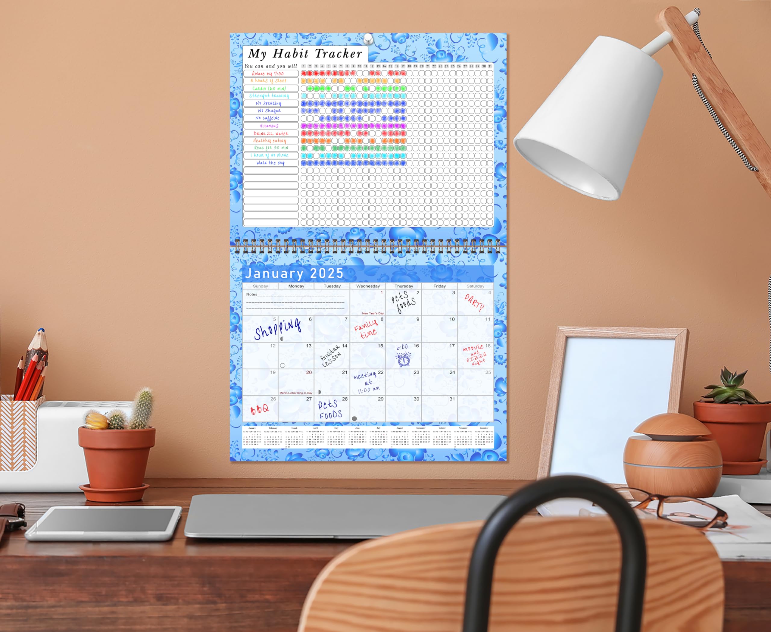 2025 Monthly Desktop & Wall Calendar Planner with Habit Tracker - Daily Weekly Monthly Goal Setting Motivational Journal for Productivity & Success - Perfect for Office, Home, School & Gift Giving (Edition #019)