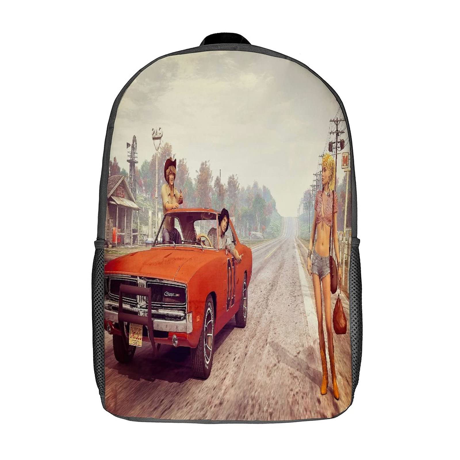 80s 90s Vintage Movie TV Print 17 Inch Large Backpack for Women & Men - Travel, College, School, Work - Fits Laptop & Books - Perfect for Students, Commuters & Retro Fans
