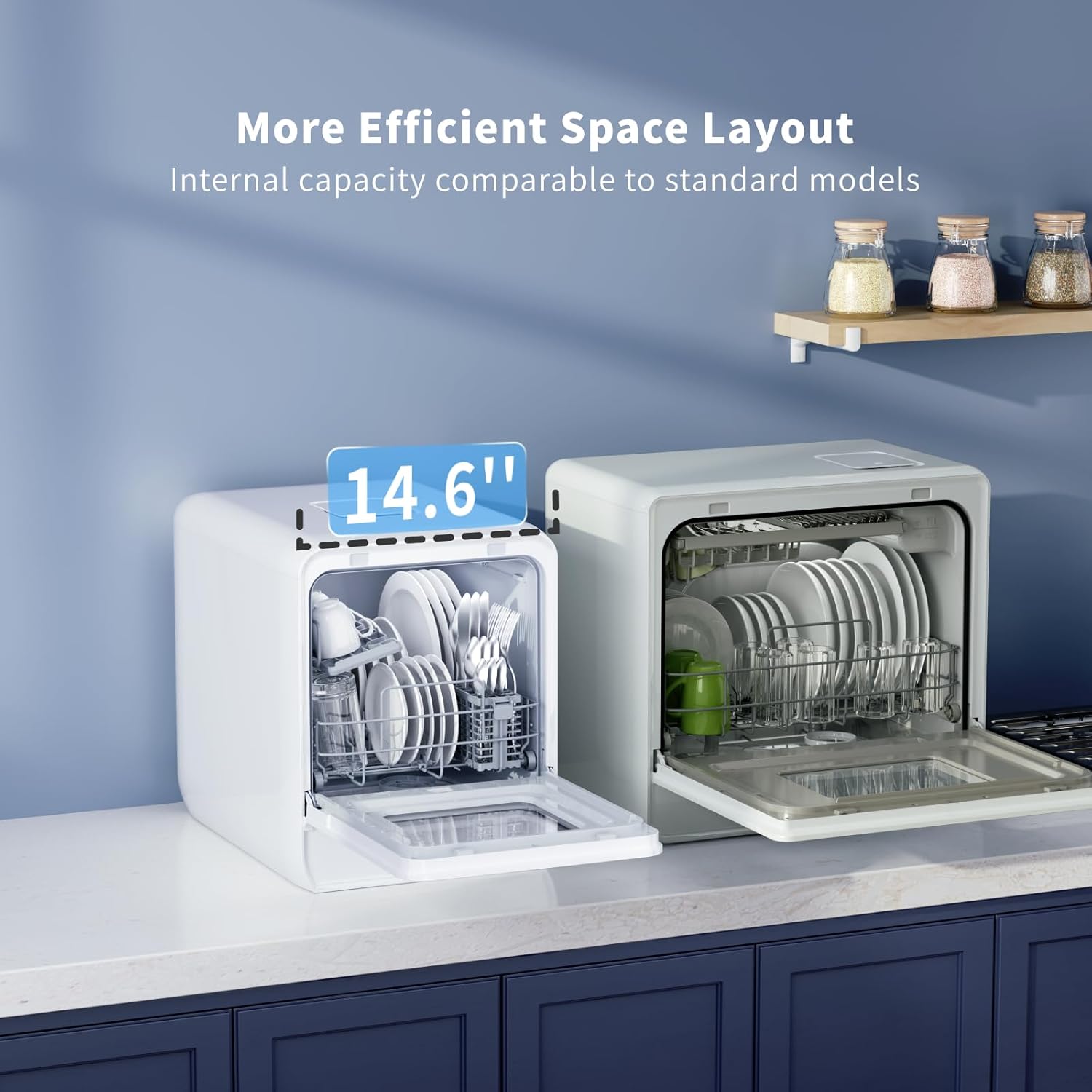 Portable Countertop Dishwasher with Built-in Water Tank - Compact 3 Place Setting Mini Dishwasher for Small Kitchens, Apartments, RVs & Dorms - Energy Efficient & Quiet Cleaning Solution