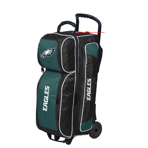NFL Philadelphia Eagles Triple Roller Bowling Bag - Official Team Logo, Heavy Duty Wheels, Spacious Compartments for Bowling Balls & Accessories - Perfect for League Play, Tournaments & Practice Sessions