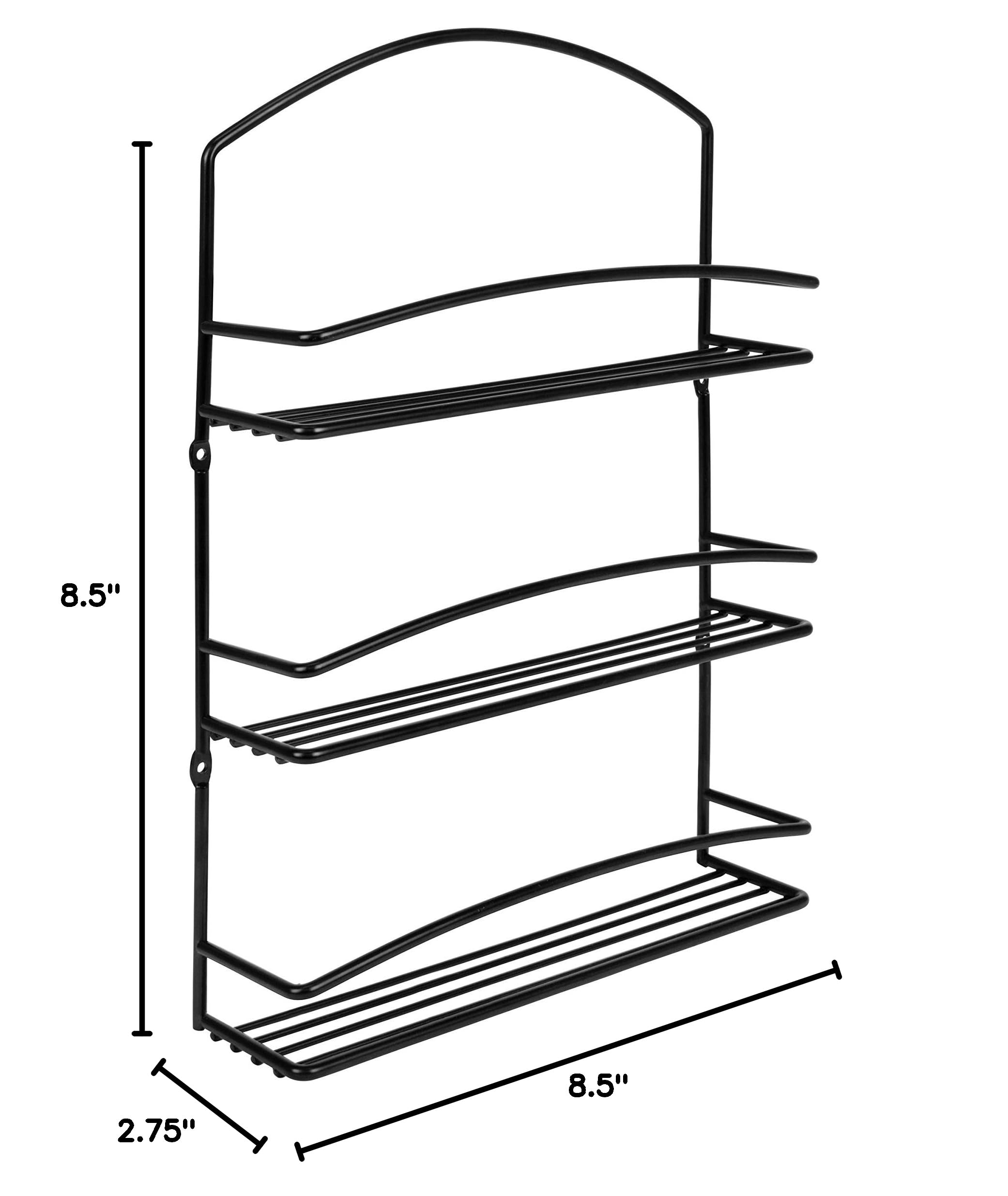 3-Tier Wall-Mounted Spice Organizer - Black Euro Rack Kitchen Cabinet for Pantry Storage | Space-Saving Spice Shelf for Herbs, Seasonings & Cooking Essentials