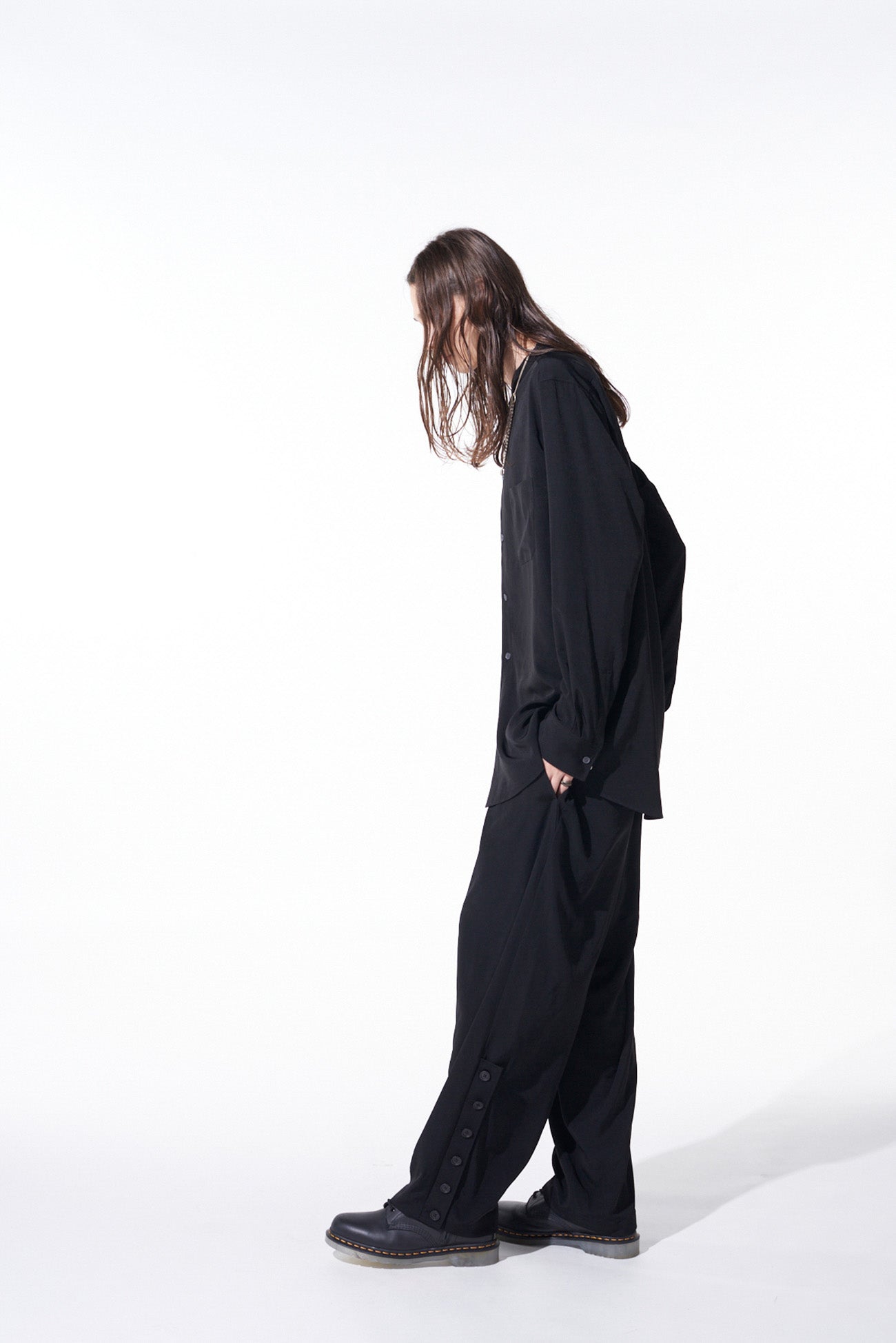 Stylish Crepe de Chine Button Slit Pants for Women - Comfortable & Elegant High-Waisted Trousers for Office, Party, and Casual Wear