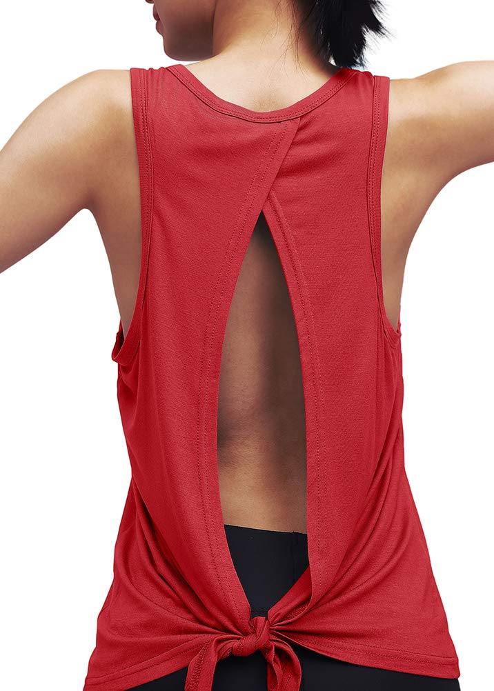 Women's Workout Yoga Tops - Open Back Shirts with Adjustable Tie Back for Gym, Yoga & Running - Breathable Tank Tops for Fitness & Active Lifestyle