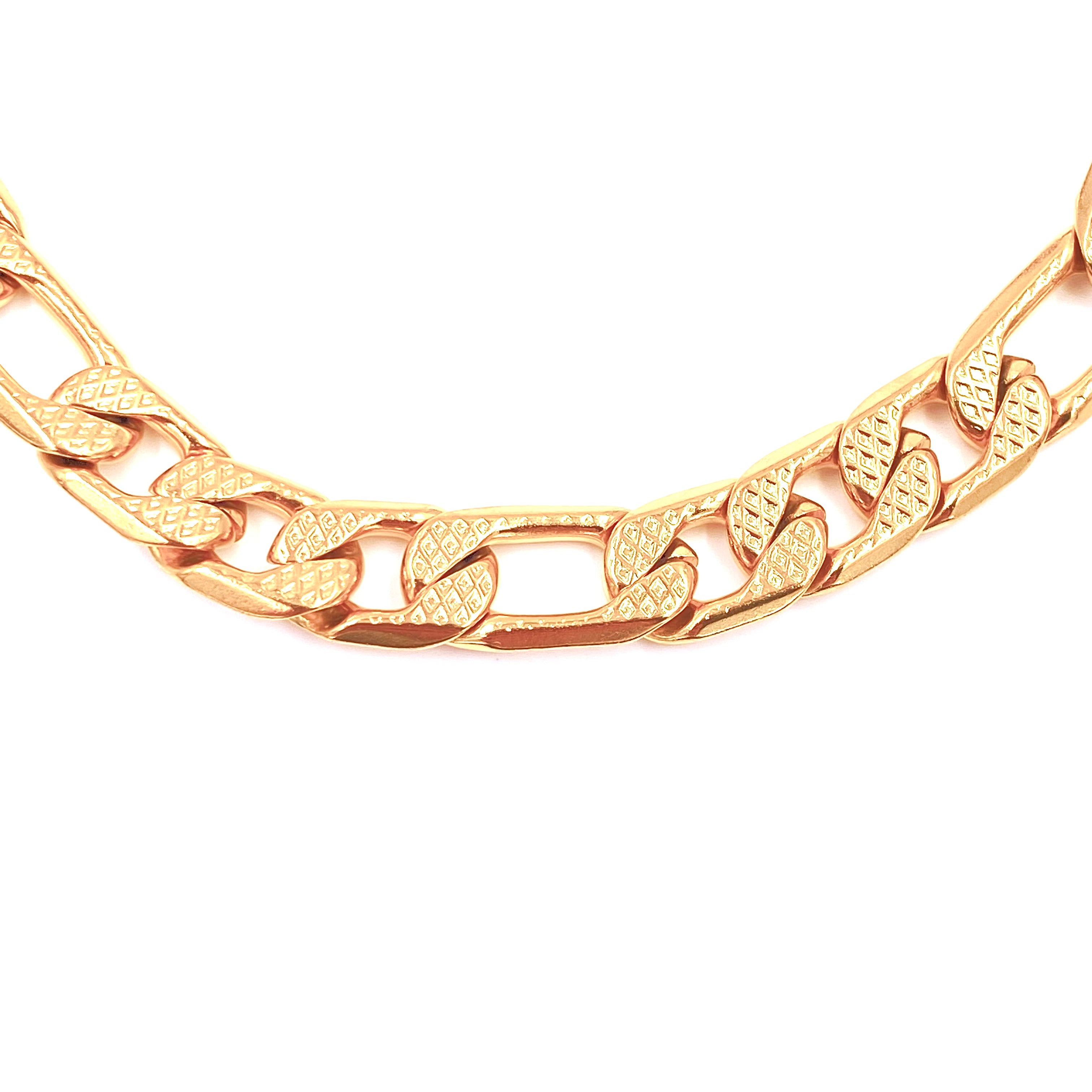 Premium Ashley Gold Stainless Steel Faceted Figaro Chain Bracelet for Men - Durable 18K Gold Plated Jewelry Gift for Him, Perfect for Date Nights & Formal Occasions