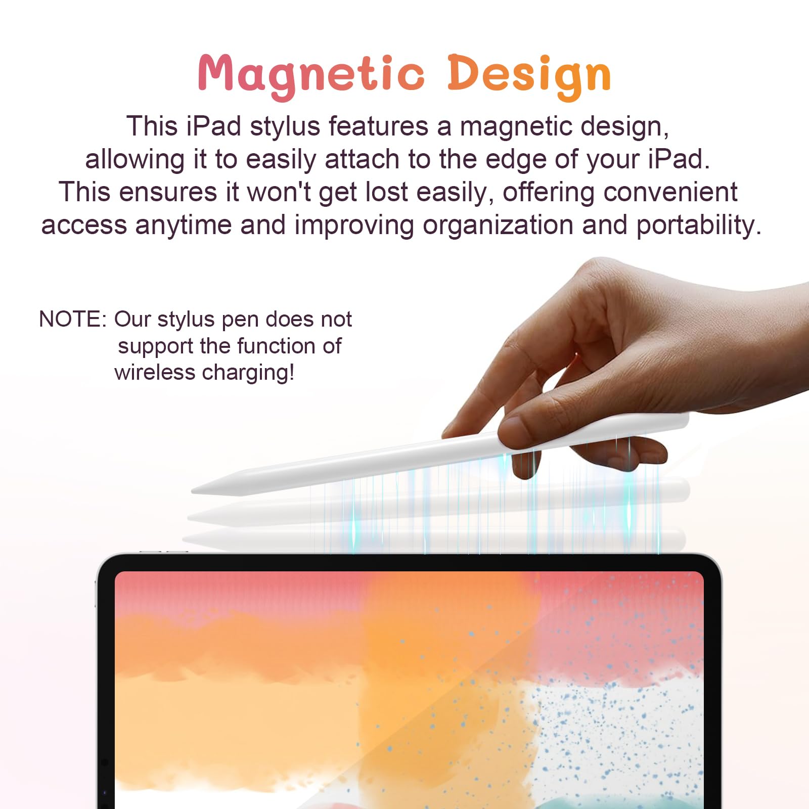 Apple Pencil Alternative for iPad (2018-2023) - Magnetic Stylus Pen with Palm Rejection & High Precision, Compatible with iPad 6th-10th Gen, iPad Pro 11