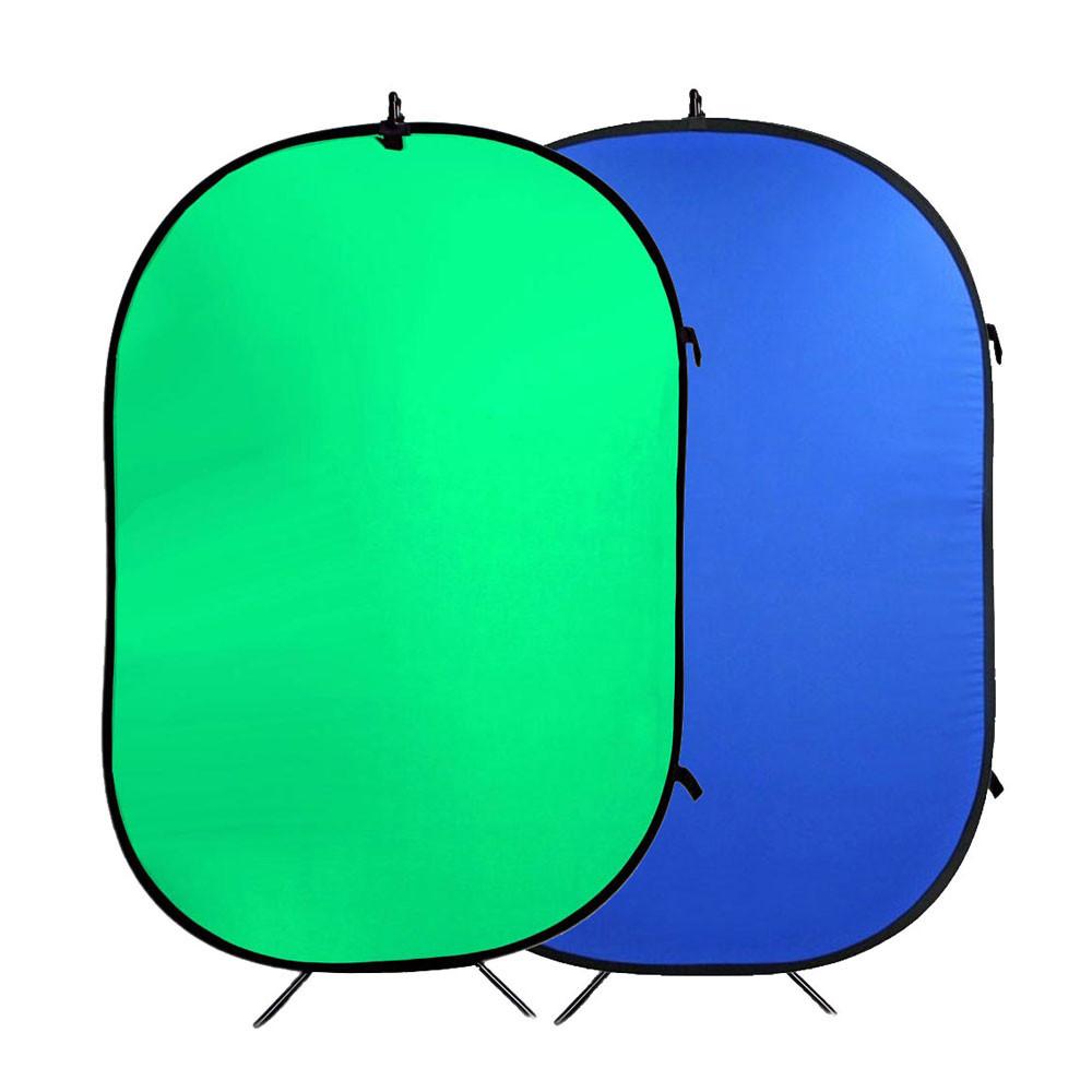 Chroma Key Green & Blue Double-Sided Nylon Pop-Up Backdrop with Stand & Peg Kit (1.5x2.1M) - Perfect for Photography, Video Streaming, and Virtual Backgrounds