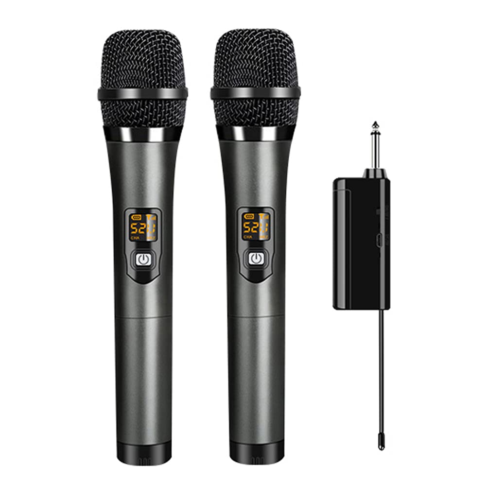 Wireless Microphone System - Dual Handheld Dynamic Mics with Rechargeable Receiver, 160ft Range for Karaoke, DJ, Parties & Live Performances - Perfect for Home Singing, Stage Shows & Professional Events