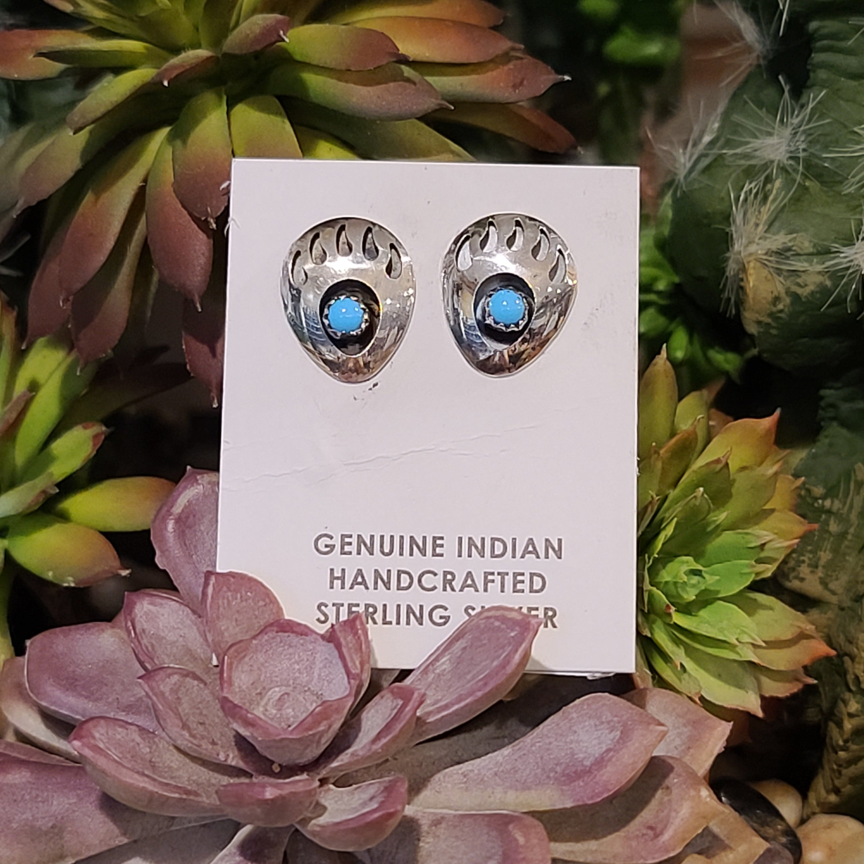 Authentic Indian Touch Of Gallup E Whitebearpawstud Bpstud - Handmade Native American Jewelry for Women & Men | Perfect for Cultural Events, Festivals & Boho Fashion