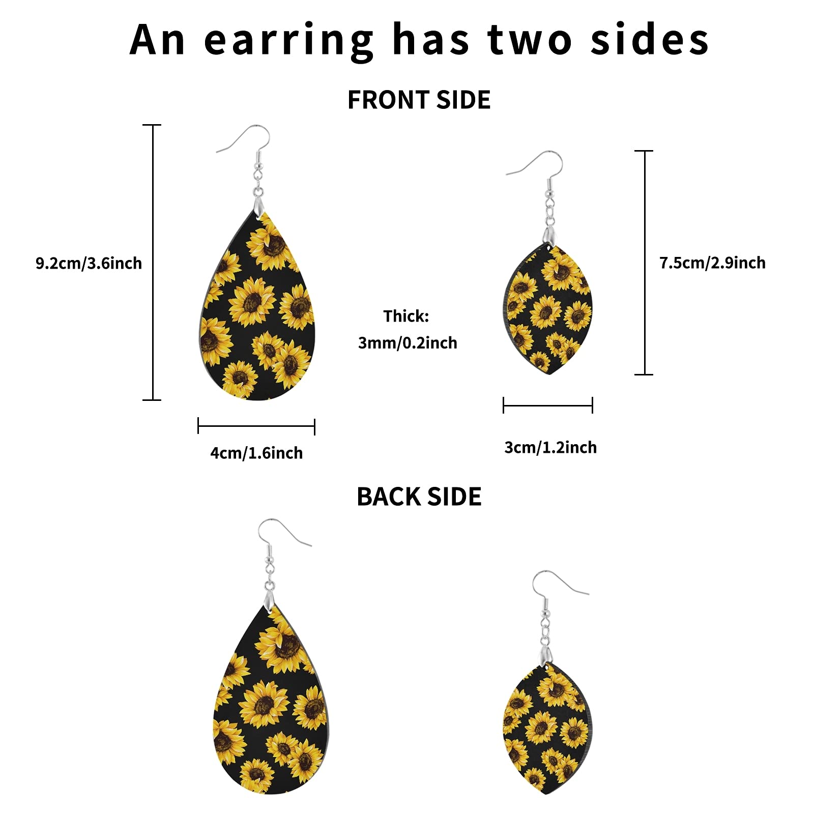 Stylish Yellow Floral Sunflower Dangle Earrings for Women - Boho Drop Earrings with Black Accents | Perfect for Summer Outfits, Weddings & Casual Wear