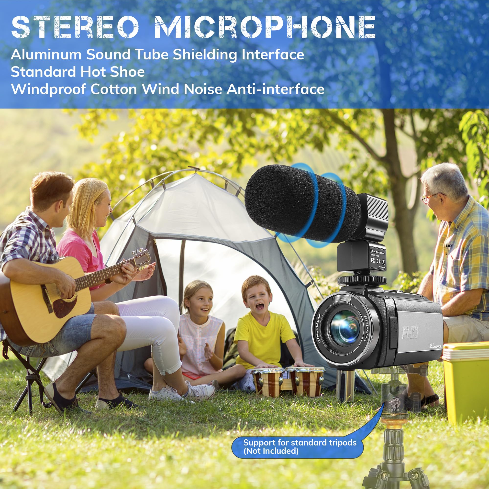 1080P FHD Camcorder for YouTube - 30FPS 36MP Video Camera with 3.0 Inch 270° Rotatable LCD, 16X Digital Zoom, Vlogging Camera Kit for Beginners (Includes 2 Batteries, Microphone, Remote, Stabilizer & Lens Hood) - Perfect for Travel Vlogging, Live Streaming & Home Videos