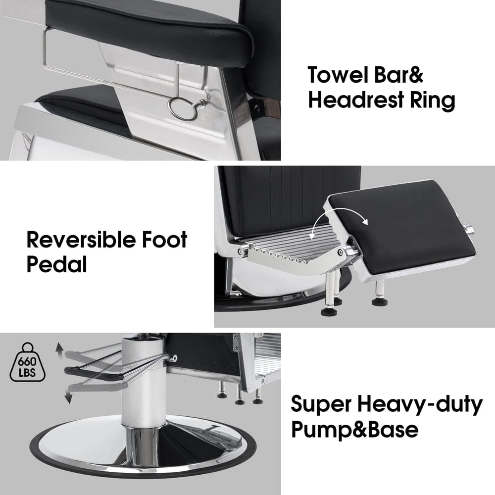 Premium Winston Barber Chair - Heavy Duty Salon Styling Chair with Hydraulic Lift & Adjustable Headrest for Professional Haircuts & Grooming | Perfect for Barbershops, Salons & Home Barber Stations