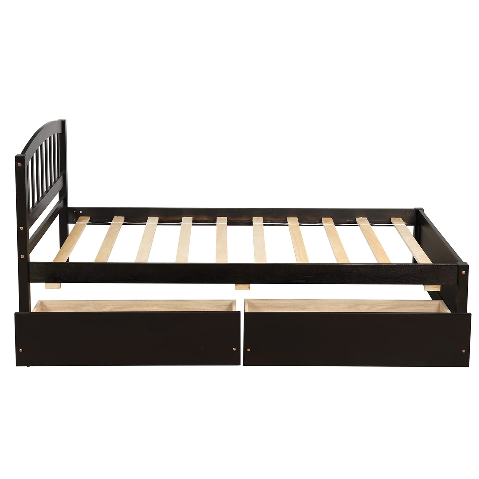 Harper & Bright Designs Twin Bed Frame with Storage Drawers, Wooden Platform Bed with Headboard & Footboard - Espresso Finish for Kids, Teens & Adults | Perfect for Small Bedrooms, Guest Rooms & Dormitories