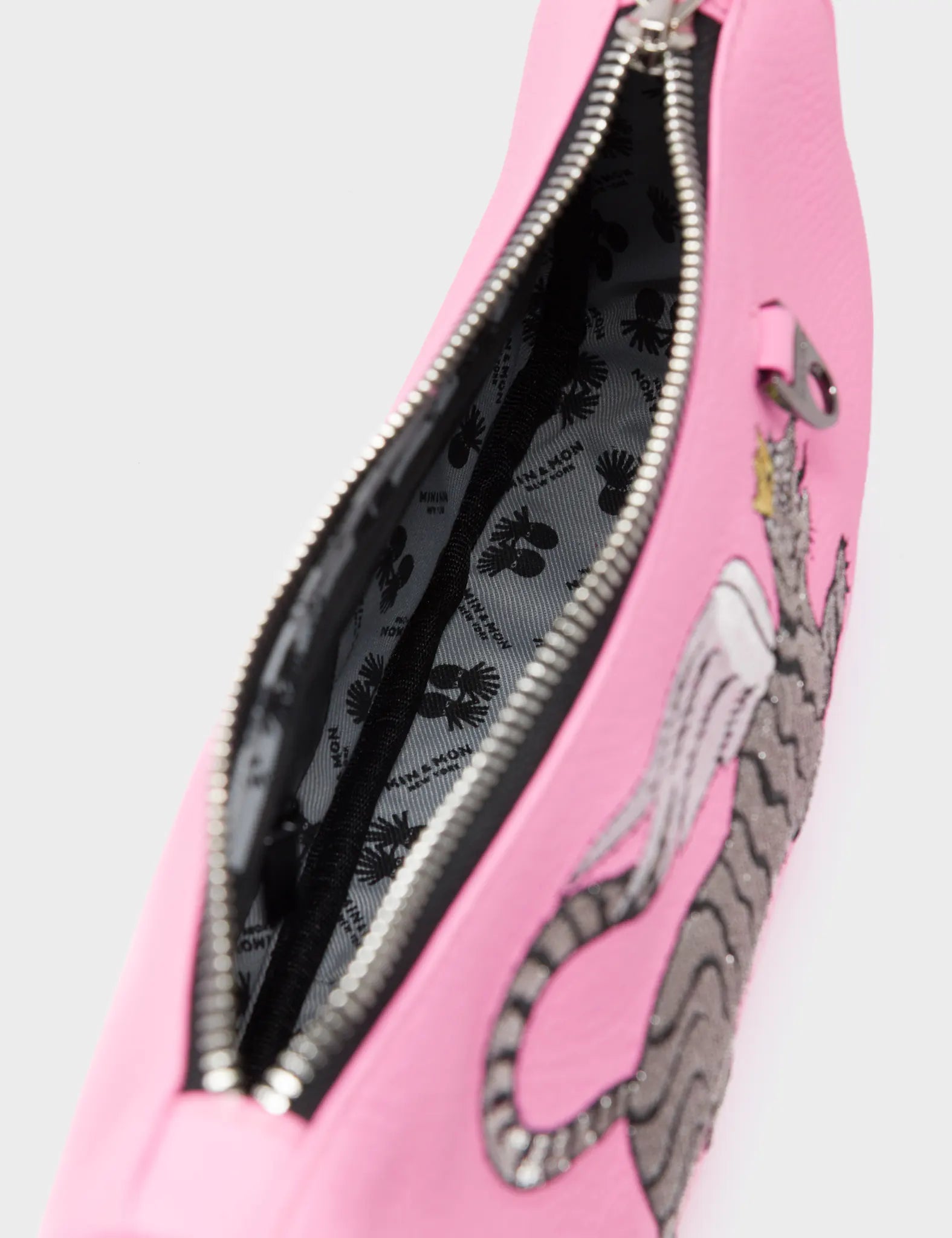 Lucas Hobo Mini Soft Neon Pink Handbag with Winged Tiger Embroidery - Stylish Crossbody Purse for Women, Perfect for Parties, Dating & Daily Use