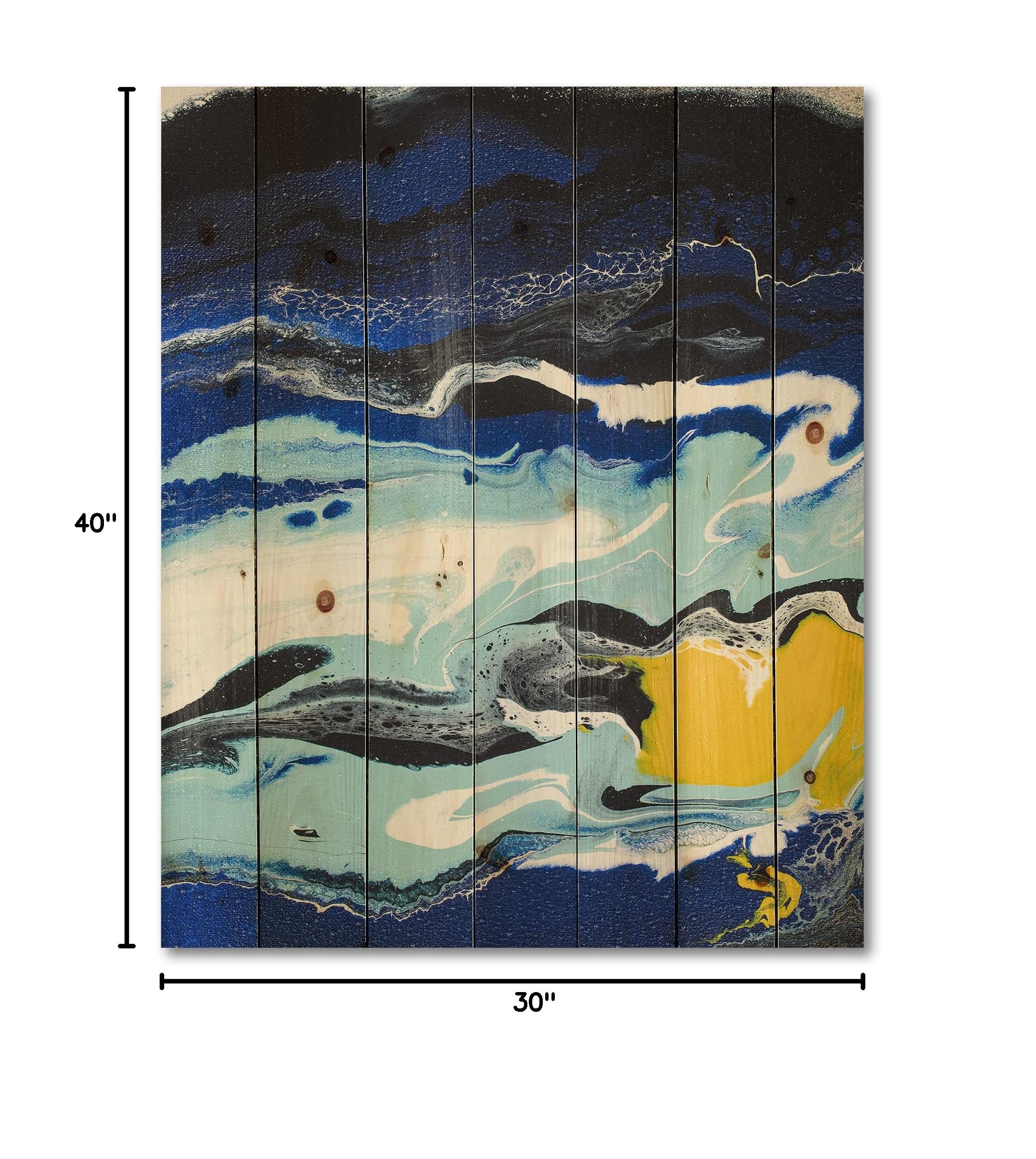 Abstract Composition in Yellow and Blue VIII - Modern Wood Wall Art Decor, Large Contemporary Wood Wall Panels Printed on Natural Pine - Perfect for Living Room, Bedroom, Office & Home Decor