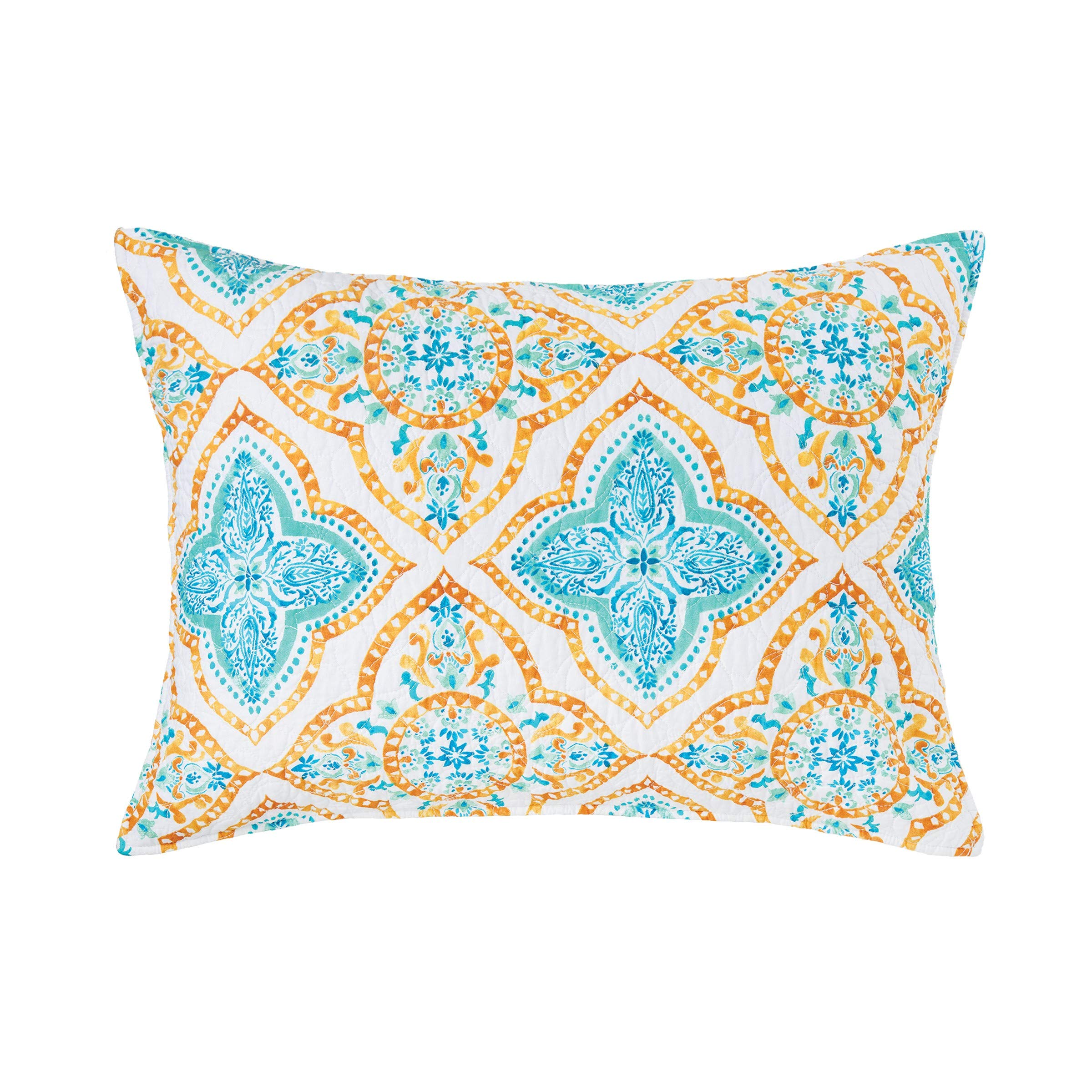 C&F Home Terrace Medallion Full/Queen Cotton Quilt Set - Oversized Reversible Floral Geometric Boho Bedding 3 Piece with Shams - Blue - Perfect for Bohemian Bedroom Decor & Guest Room Styling