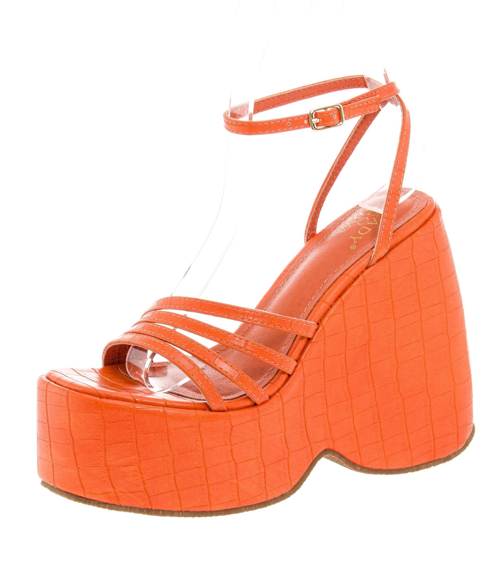 Orange Eira Wedge Platform Sandals for Women - Comfortable Summer Beach Shoes with Arch Support | Perfect for Vacation, Pool Party & Casual Outings