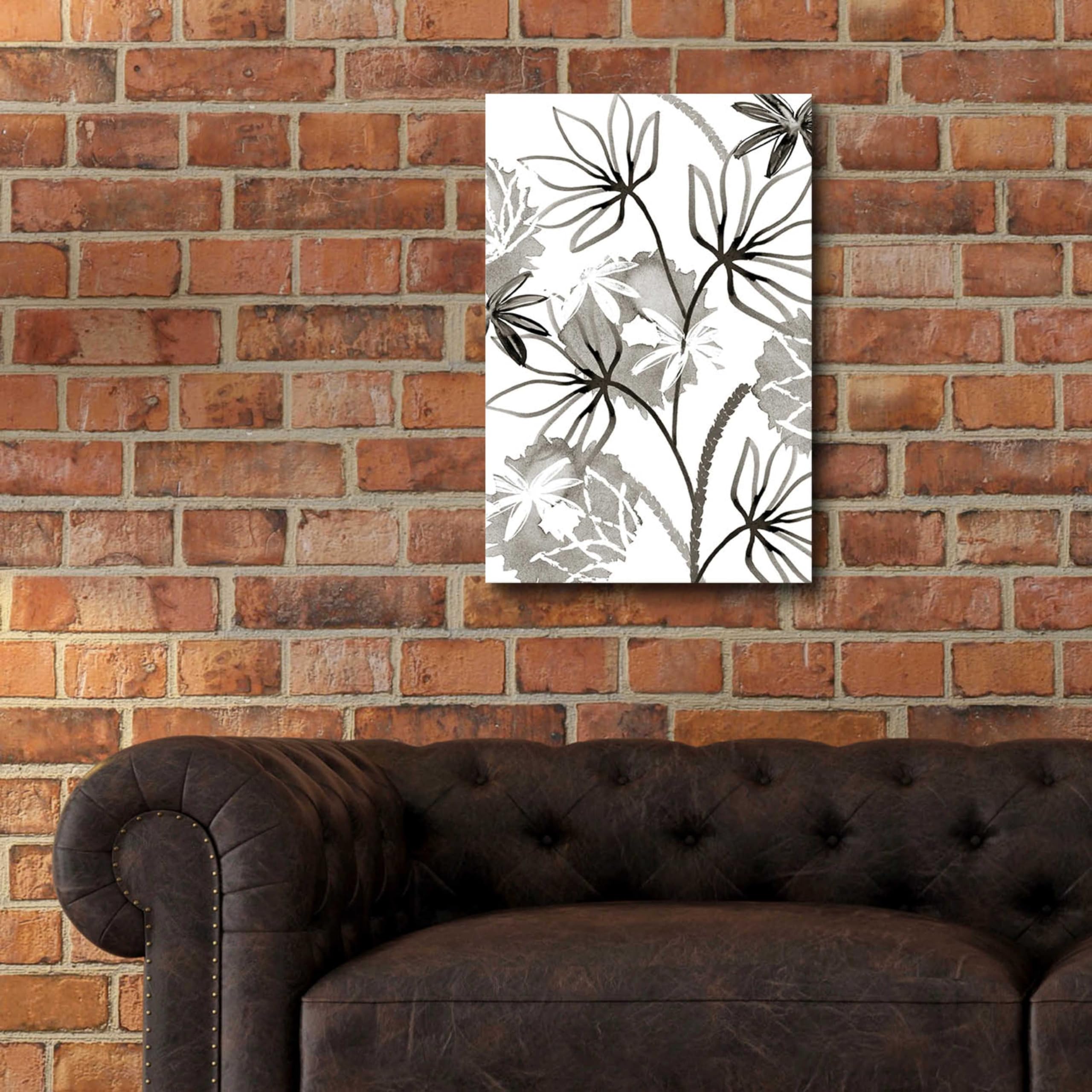 Flora Kouta 'Monochrome Flowers III' Abstract Acrylic Glass Wall Art - 16x24 Inches Modern Home Decor for Living Room, Bedroom & Office