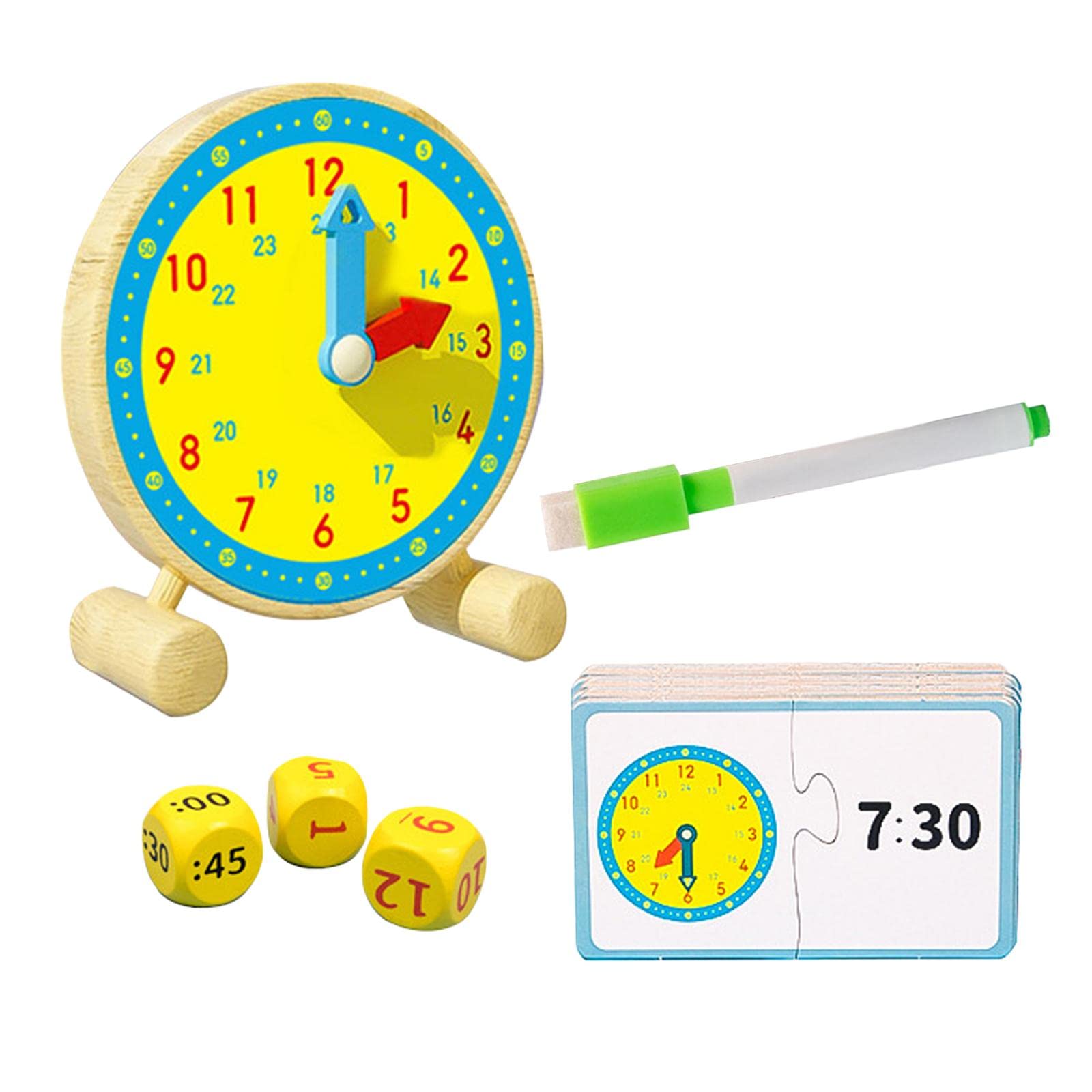 Wooden Educational Clock Toy - Learning Time Puzzle for Toddlers & Kids - Perfect for Preschool Classroom, Homeschooling, and Early Childhood Development