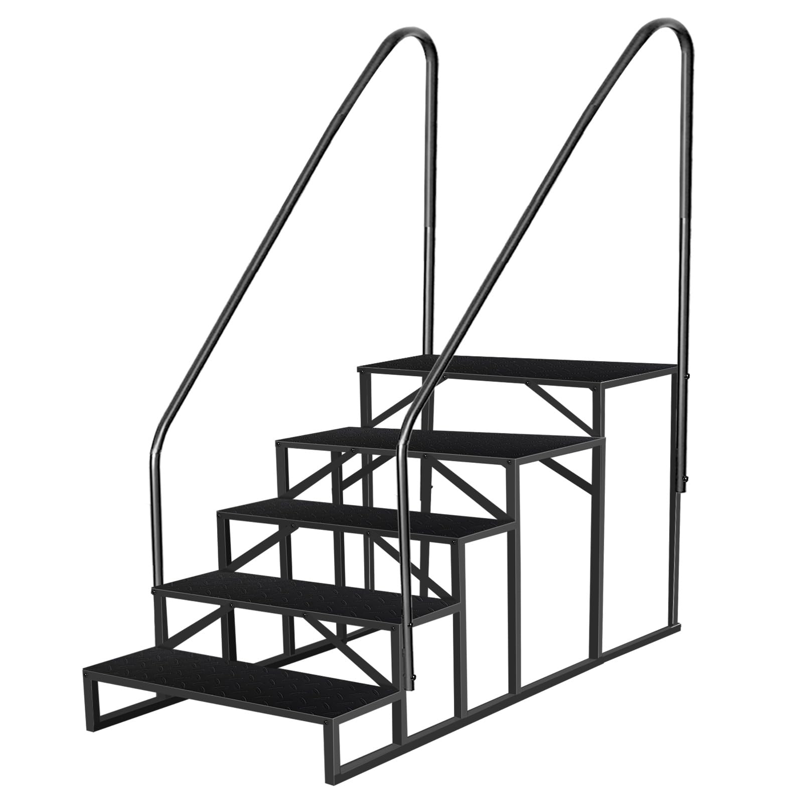 Heavy Duty 5-Step RV Ladder with Handrails - Sturdy Steel Camper Steps for Travel Trailers, Motorhomes & 5th Wheel RVs - Perfect for Outdoor Access, Poolside Use & Mobile Home Entry