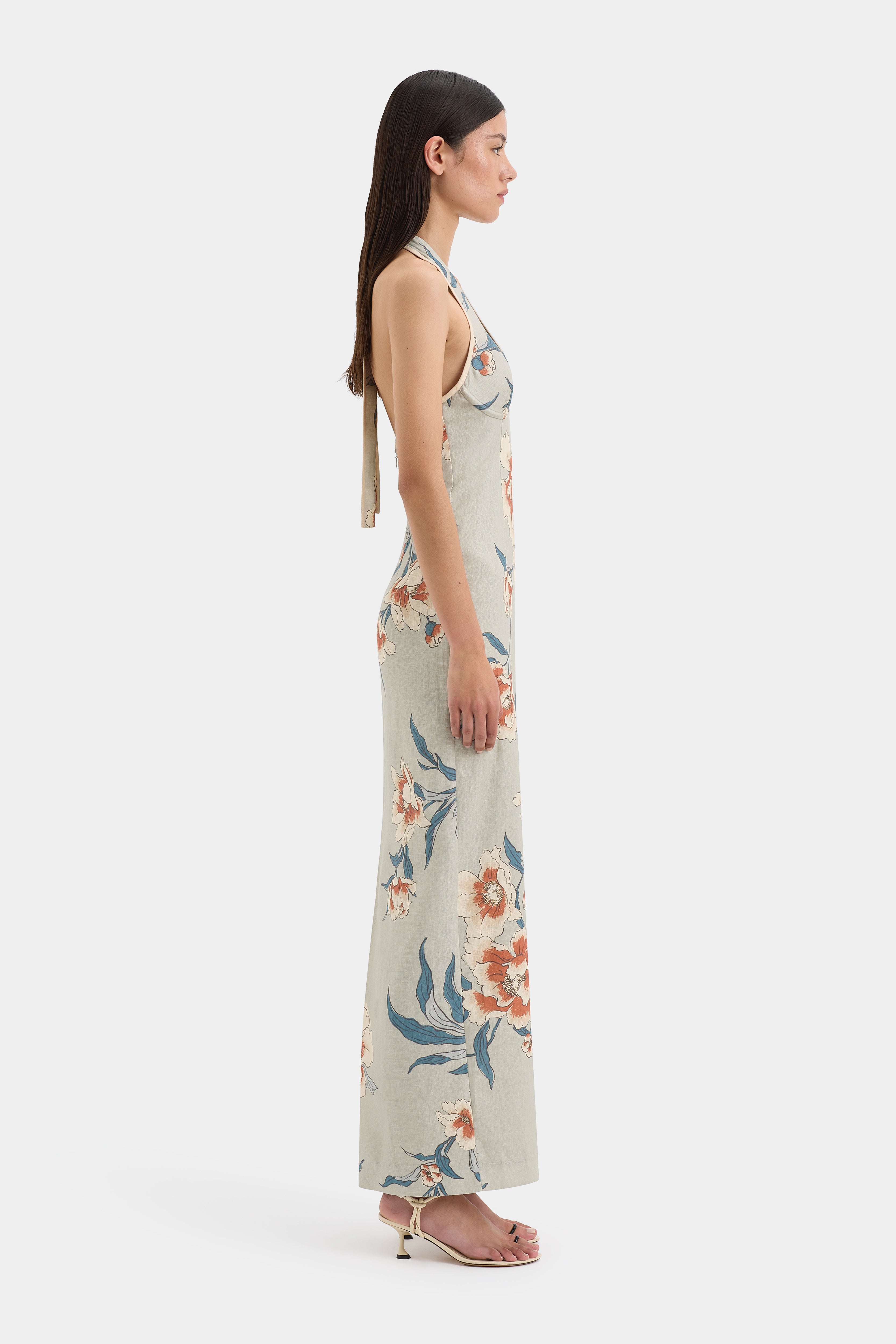 Roisin Halter Midi Dress - Women's Floral Summer Dress with Adjustable Straps | Perfect for Beach Vacations, Date Nights & Outdoor Parties