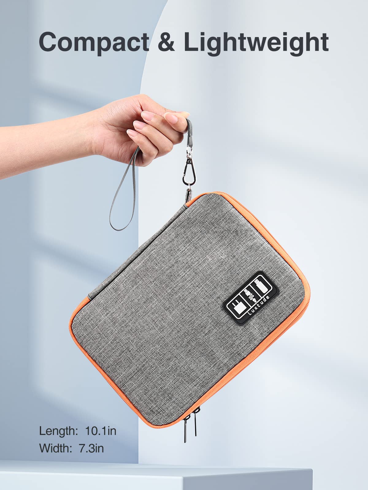 Luxtude Large Electronics Organizer - 11 Inch Travel Cable Organizer Pouch for Chargers & Cords (Grey, Small) | Perfect for Travel, Office & Home Organization