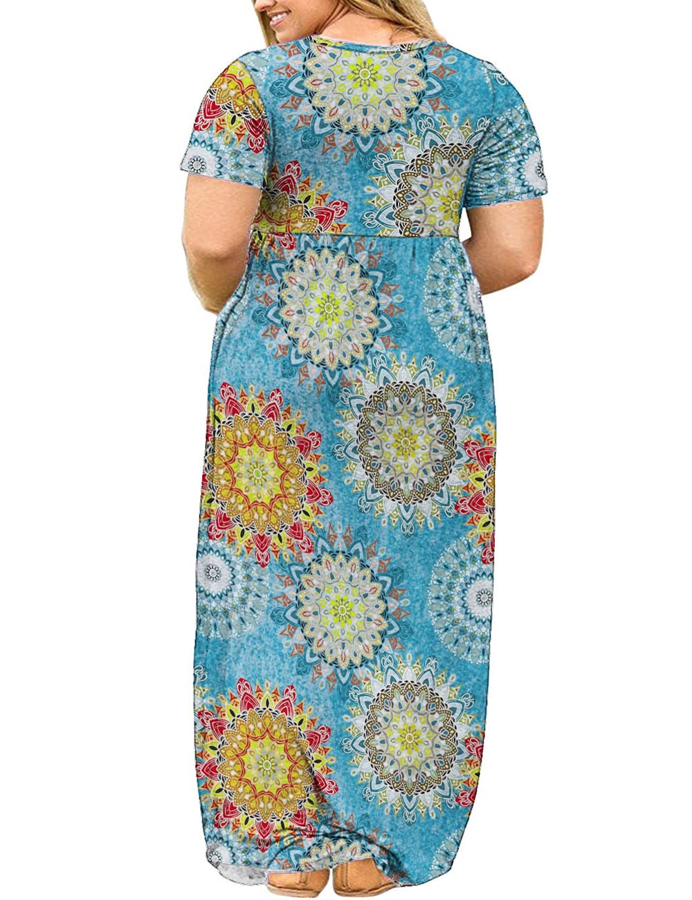 Kancystore Women's Plus Size Short Sleeve Maxi Dress with Pockets - Loose Fit Casual Summer Dress for Beach, Vacation & Everyday Wear