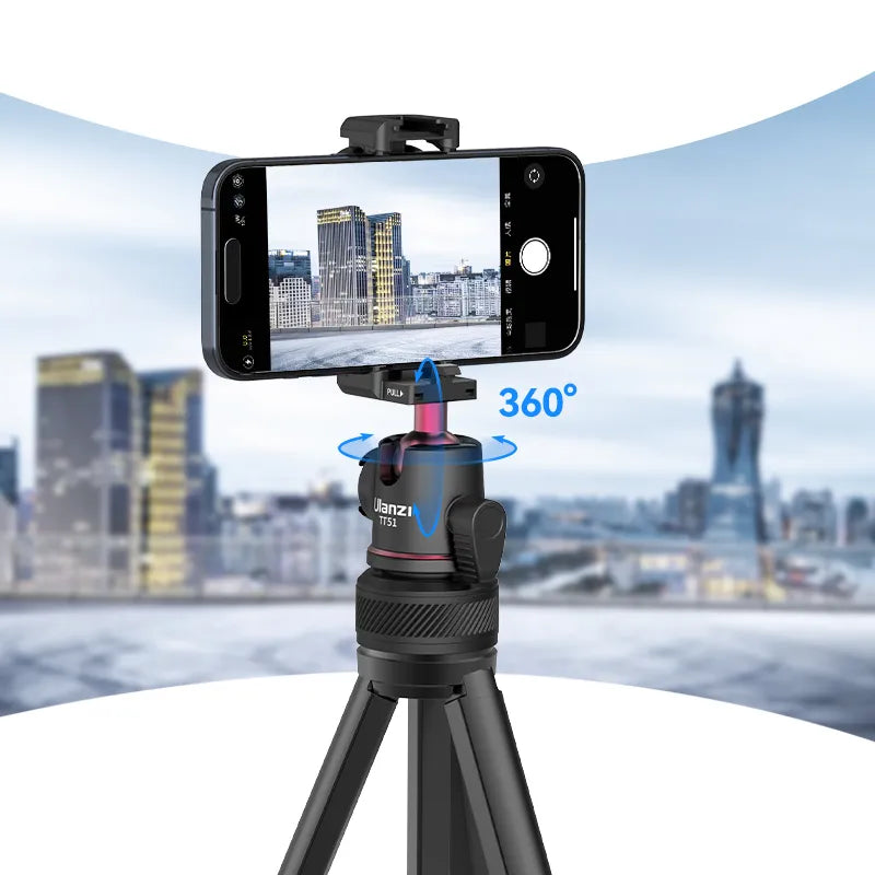 Ulanzi TT51 Aluminum Alloy Lightweight Portable Tripod Stand with 360° Ball Head - Perfect for Travel, Vlogging, Photography & Outdoor Adventures (Model T089GBB1)