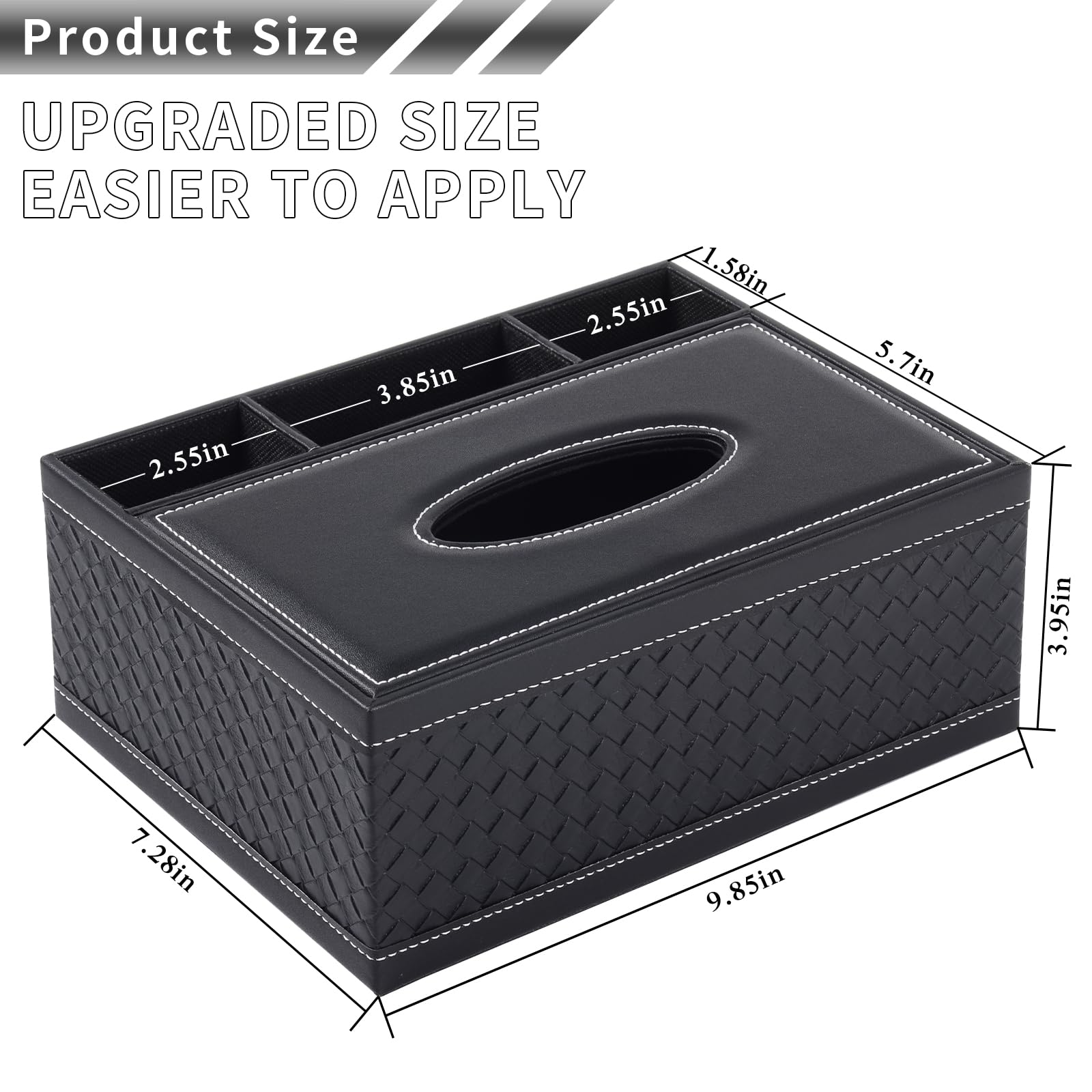 Premium PU Leather Rectangular Tissue Box Cover - Stylish Multifunctional Tissue Holder with Storage for Stationery & Remote Control | Decorative Organizer for Home, Office, Restaurant | Perfect for Living Room, Bedroom, Desk & Countertop Decor