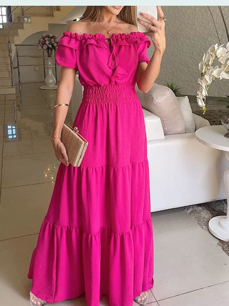 Boho Summer Dress for Women - Flowy Solid Color Maxi Dress | Beach, Vacation & Casual Outfit