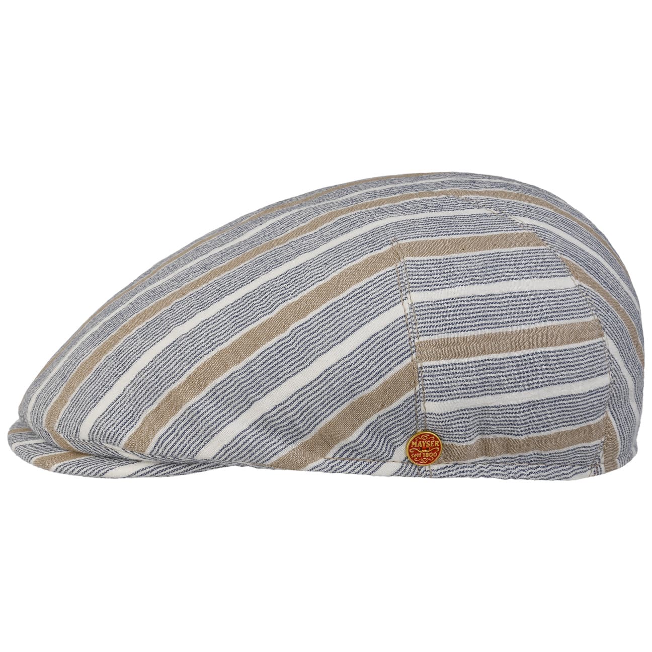 Mayser Sidney Stripes Cotton Flat Cap - Classic Men's Hat for Casual & Vintage Style | Perfect for Outdoor, Travel & Daily Wear