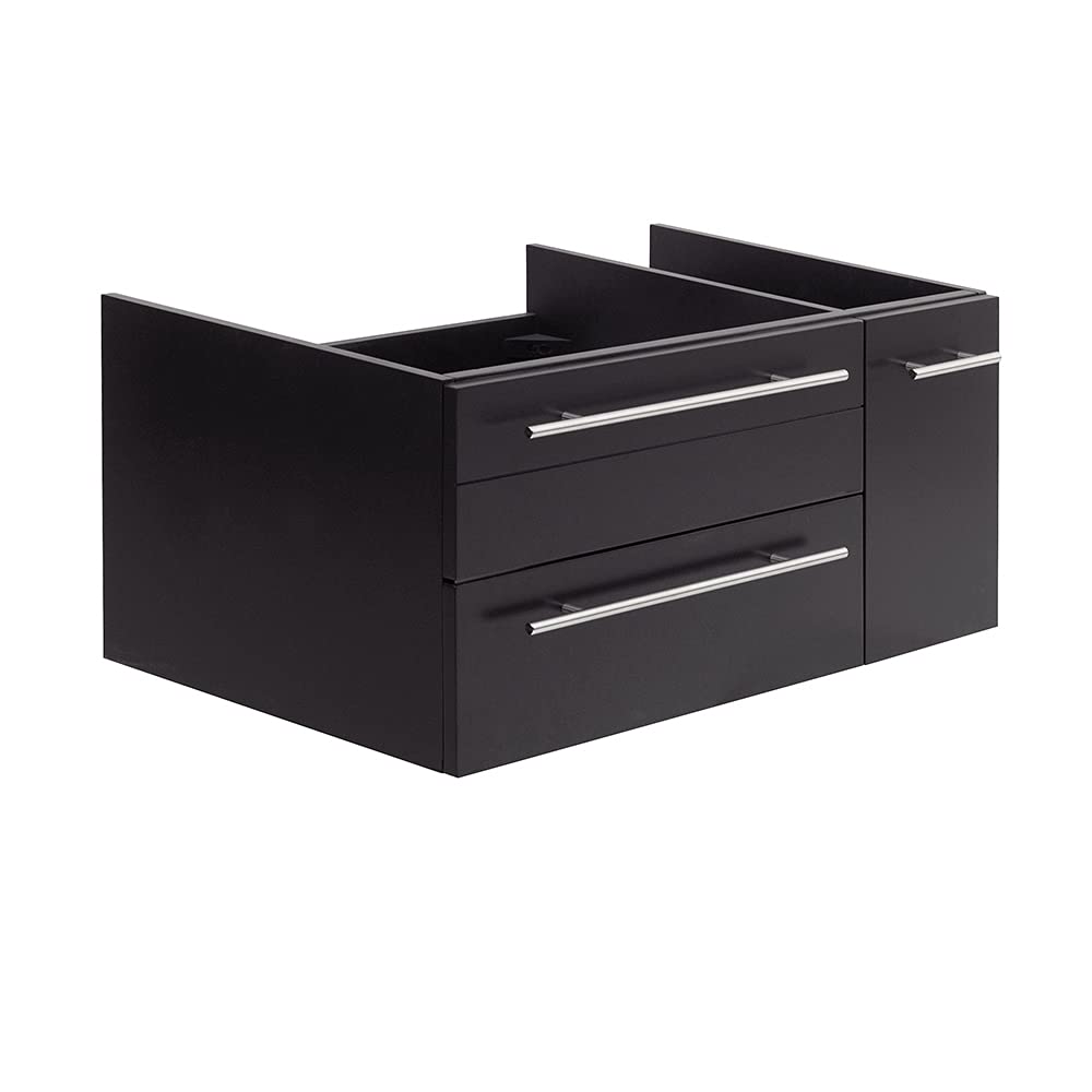 Fresca Lucera 36 Inch White Wall Mounted Undermount Bathroom Sink Cabinet - Modern Right Side Vanity for Small Bathrooms (Sink Not Included) | Perfect for Powder Rooms, Guest Baths & Space-Saving Designs