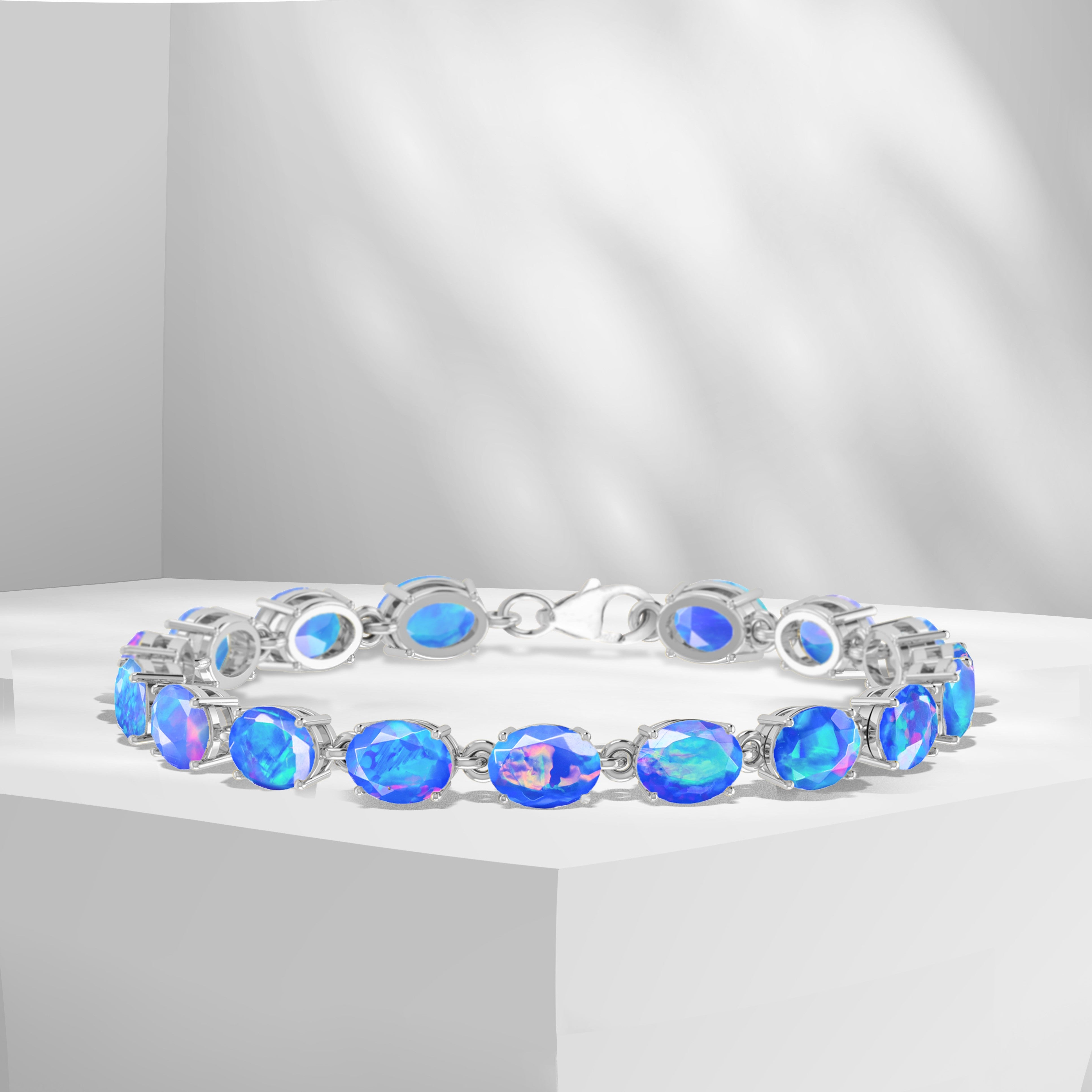 Natural White Fire Opal Gemstone Tennis Bracelet for Women - Elegant Jewelry Gift for Wedding, Anniversary & Special Occasions