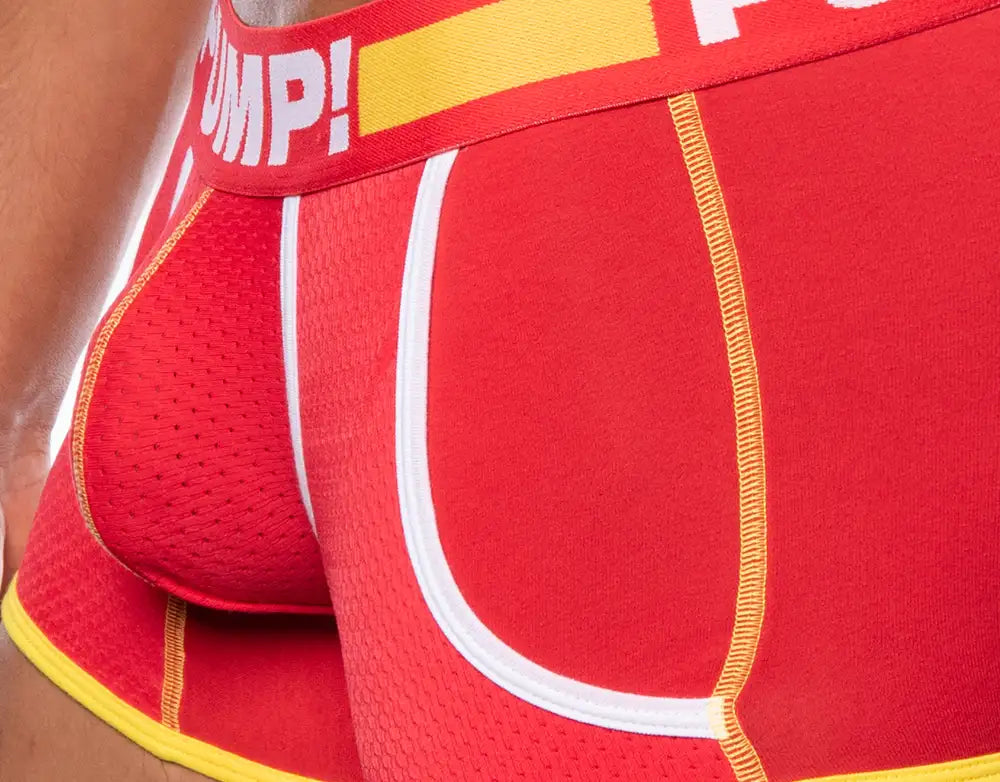 PUMP! Flash Jogger Mesh Boxer Briefs for Men - Breathable Red Underwear for Running, Gym & Everyday Comfort