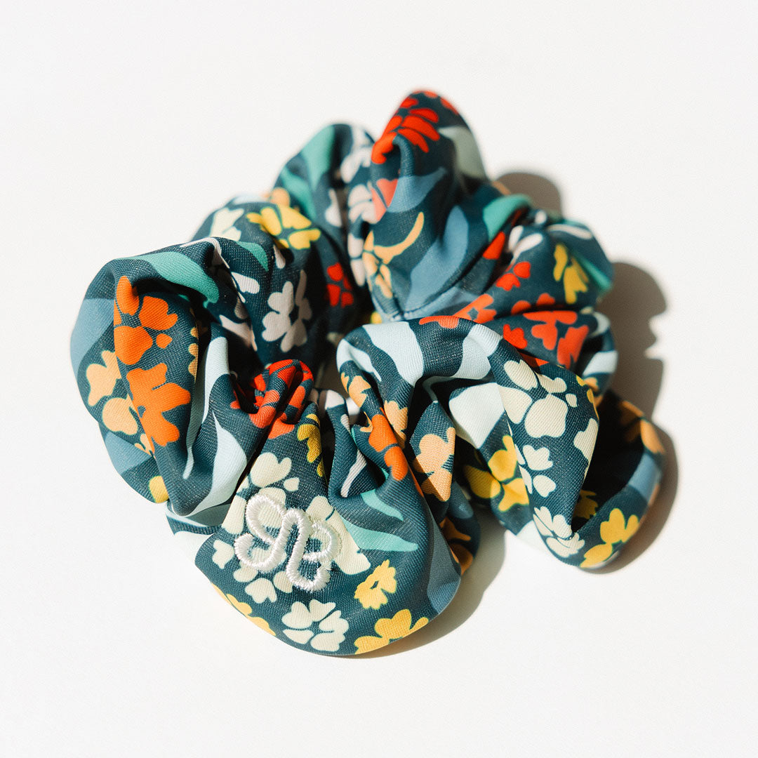 Costa Floral Hair Scrunchie - Elegant Hair Tie for Women & Girls - Perfect for Everyday Wear, Work, and Special Occasions