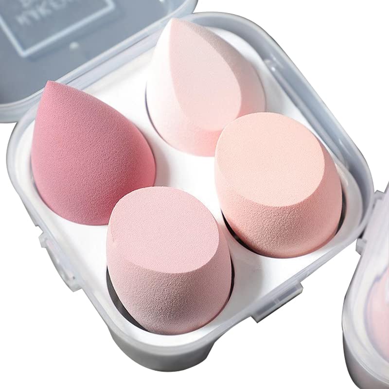 Lenon Makeup Sponge Set - 4 Pcs Beauty Blender with Storage Box for Foundation & Powder Application - Soft Cosmetic Sponges for Flawless Makeup (Multicolor) - Perfect for Daily Makeup, Travel & Professional Use