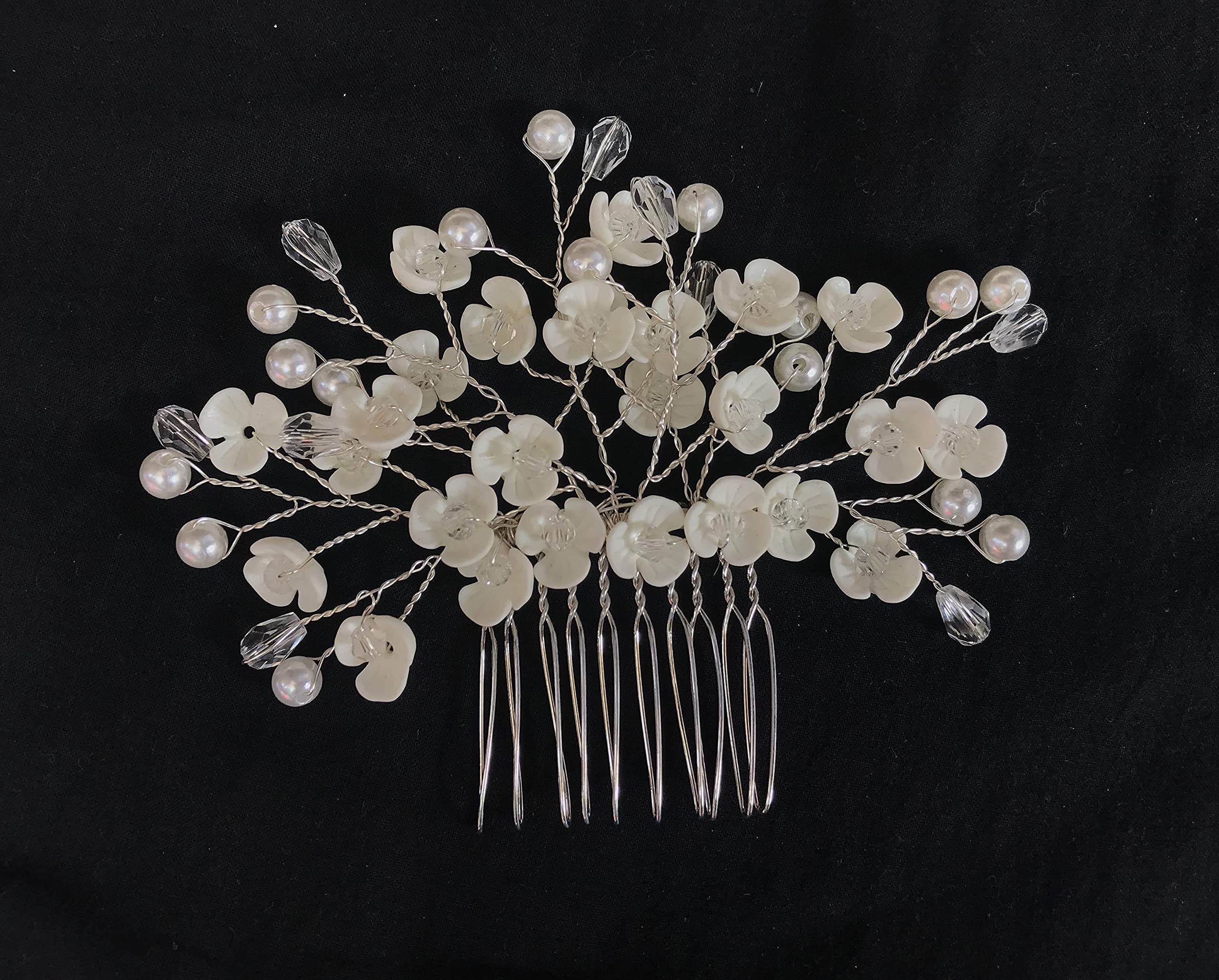 Arooman™ Crystal Rhinestone Wedding Hair Comb - Elegant Bridal Hair Clip for Women & Girls, Cream (Pack of 1) | Perfect for Weddings, Prom, Parties & Special Occasions