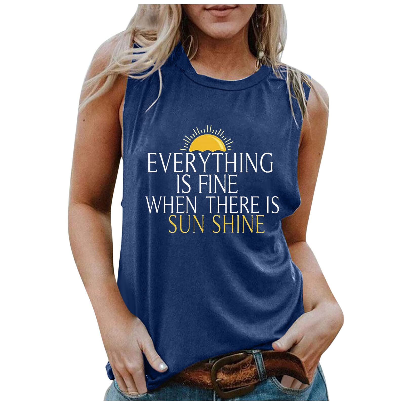 Funny Graphic Print Tank Tops for Women - Summer Sleeveless Blouse & Casual Beach Vest - Perfect for Vacation, Pool Party, and Everyday Wear