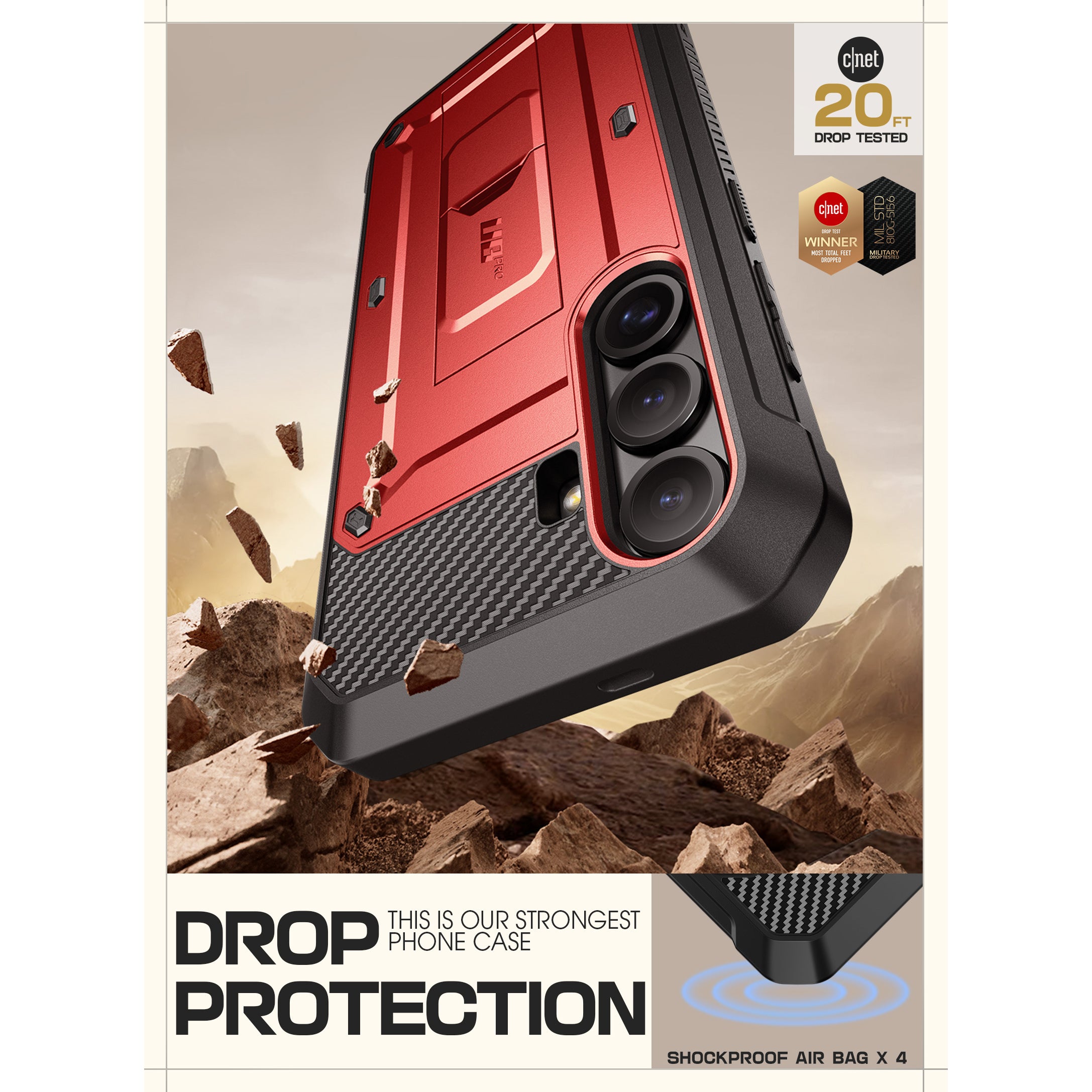 Samsung Galaxy S25 Plus Unicorn Beetle PRO Heavy Duty Rugged Case - Shockproof, Drop Protection, Metallic Red - Perfect for Outdoor, Work & Extreme Sports