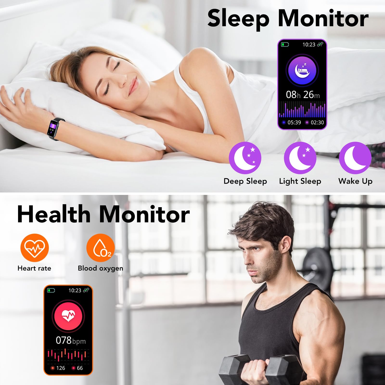 Best Fitness Tracker Watch for Women & Men - 24/7 Heart Rate & Sleep Monitor, 20+ Sports Modes, IP68 Waterproof Smartwatch Compatible with Android/iOS - Perfect for Running, Swimming & Daily Activity Tracking