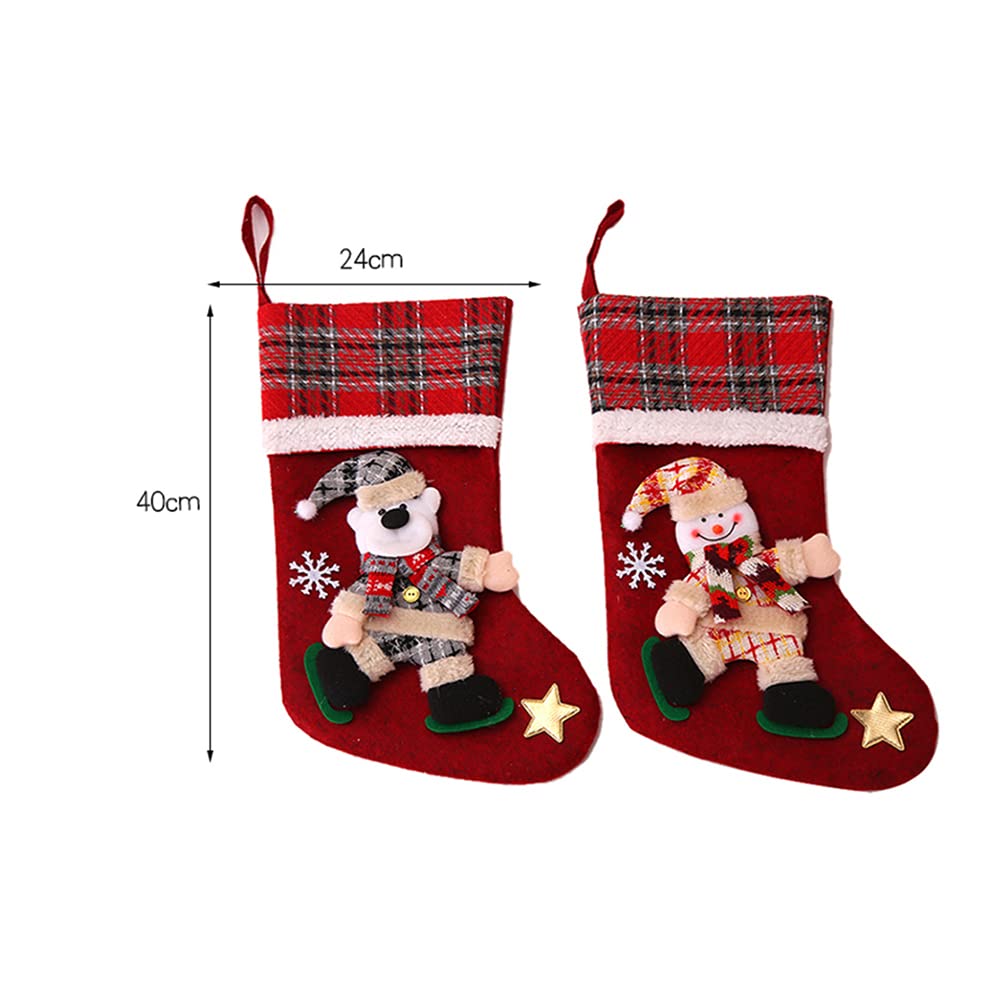 Kavolet 4-Pack Personalized Christmas Stockings - 16 Inch Large Holiday Hanging Socks for Family, Fireplace Decor - Snowflake Santa Snowman Reindeer Design - Perfect for Christmas Party & Home Decoration