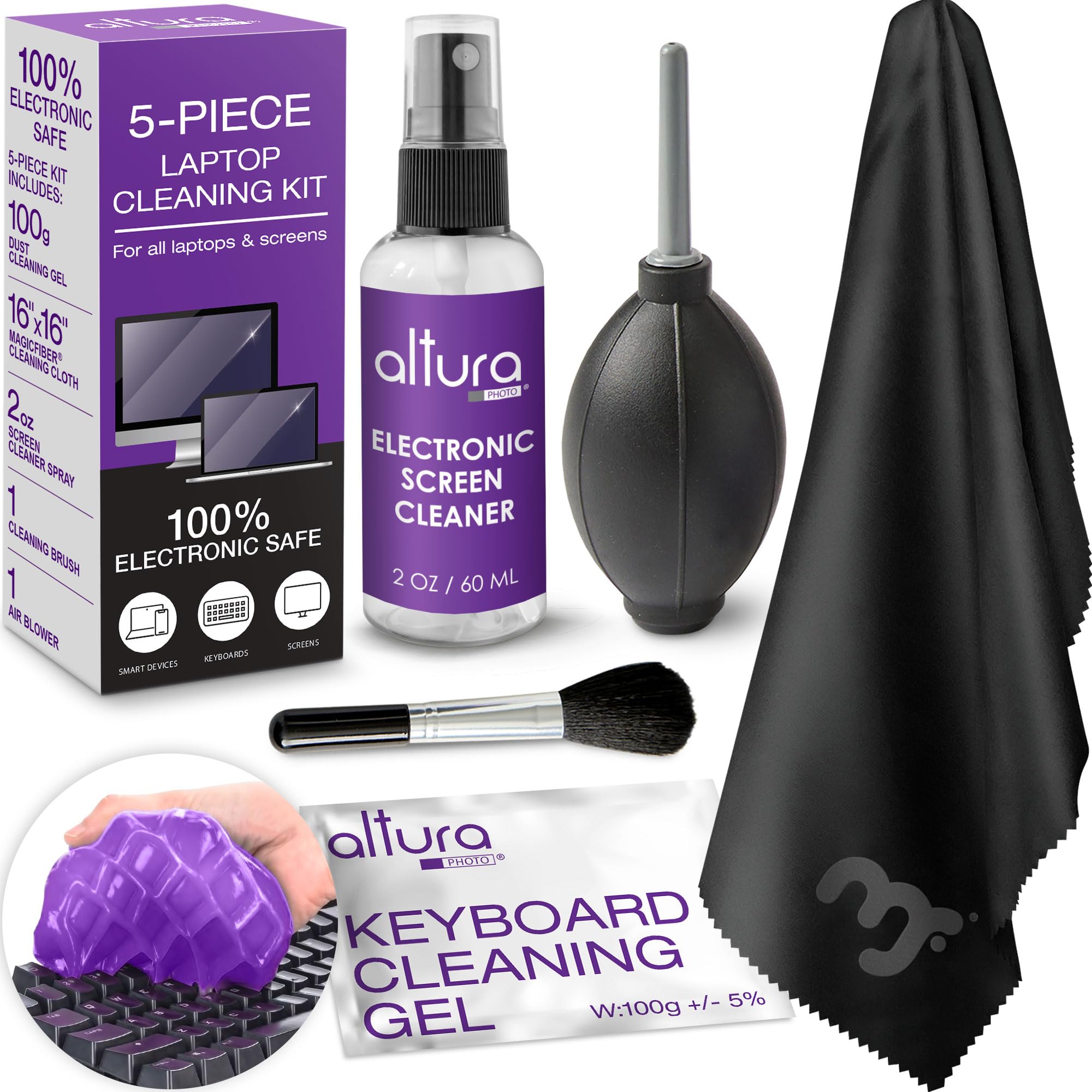 Best Laptop Keyboard Cleaner Kit - All-in-One Computer Cleaning Set with Gel & Spray for MacBook, PC, Laptop Screens | Perfect for Home, Office & Travel Use