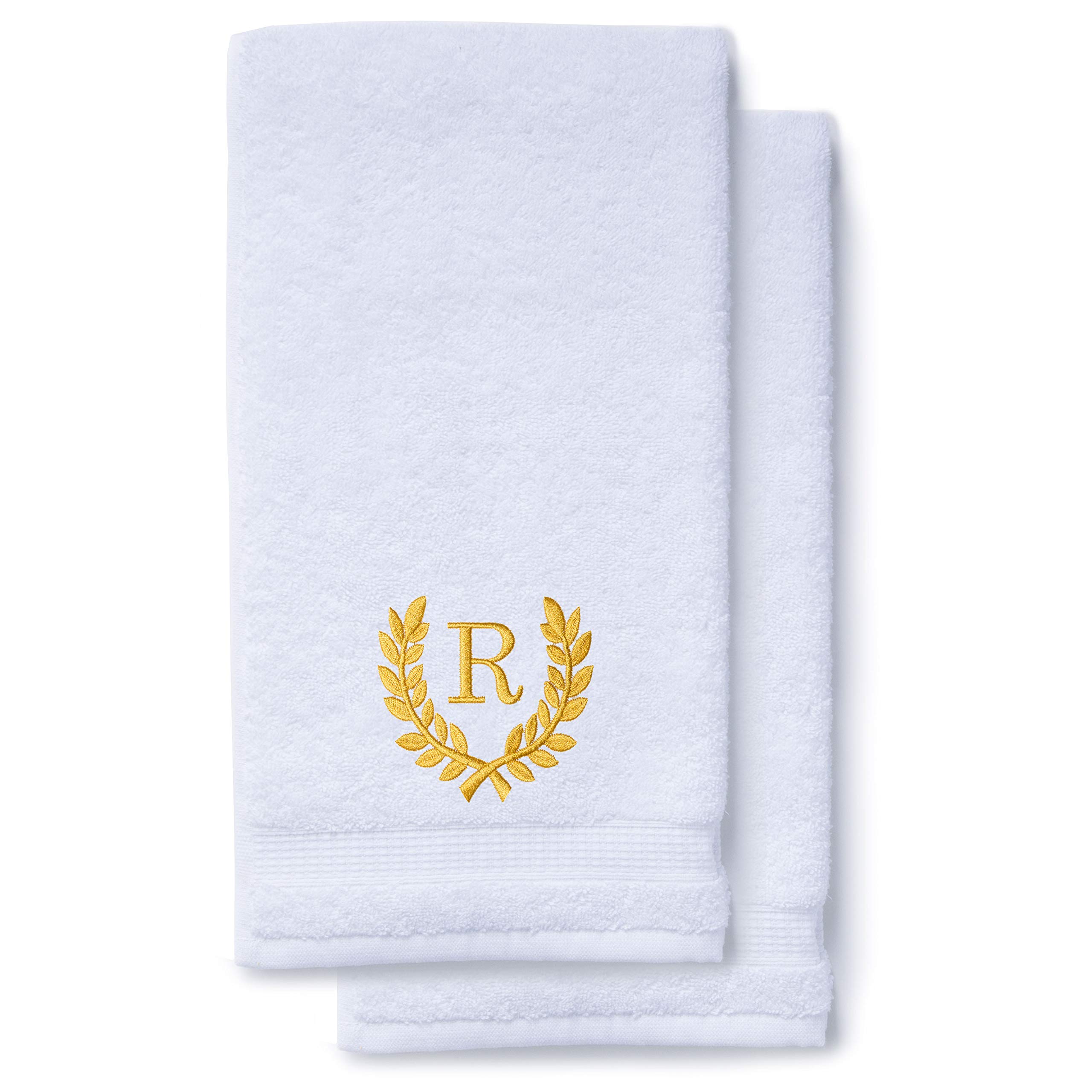 Personalized Monogrammed Hand Towels Set of 2 - Luxury Turkish Bath & Kitchen Towels, 16x30 Inch, Roman Font Customization | Perfect for Wedding Gifts, Bridal Showers, Spa Days & Home Decor | Soft, Absorbent & Stylish