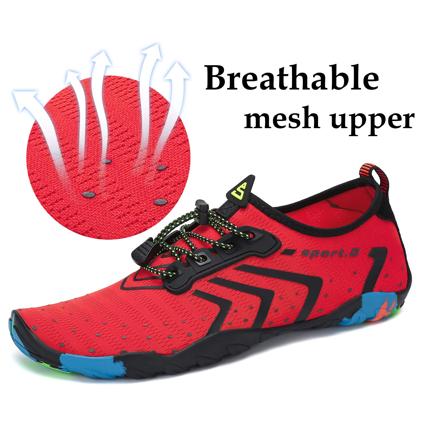 Mishansha Women's Quick Dry Water Shoes for Beach, Swimming, Surfing & Kayaking – Barefoot Aqua Shoes for Water Aerobics & Diving – Lightweight & Comfortable (Red-Black, US Women 5.5/Size 36) – Perfect for Pool, Ocean & Water Sports Activities