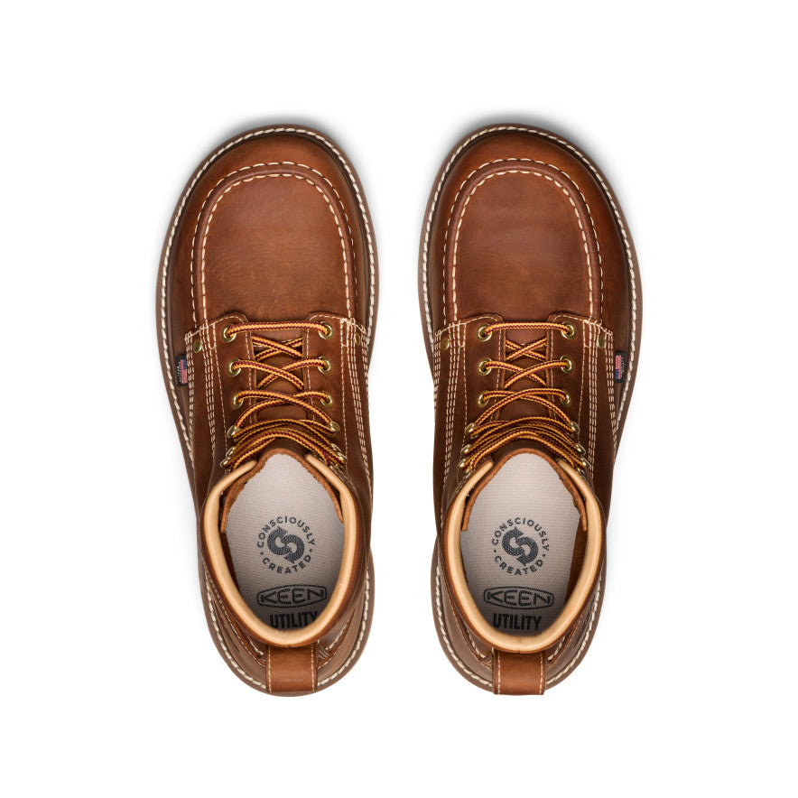 Men's Liberty 6 Soft Toe Work Boots - Genuine Leather Brown/Birch - Durable & Comfortable for Construction, Hiking & Outdoor Work