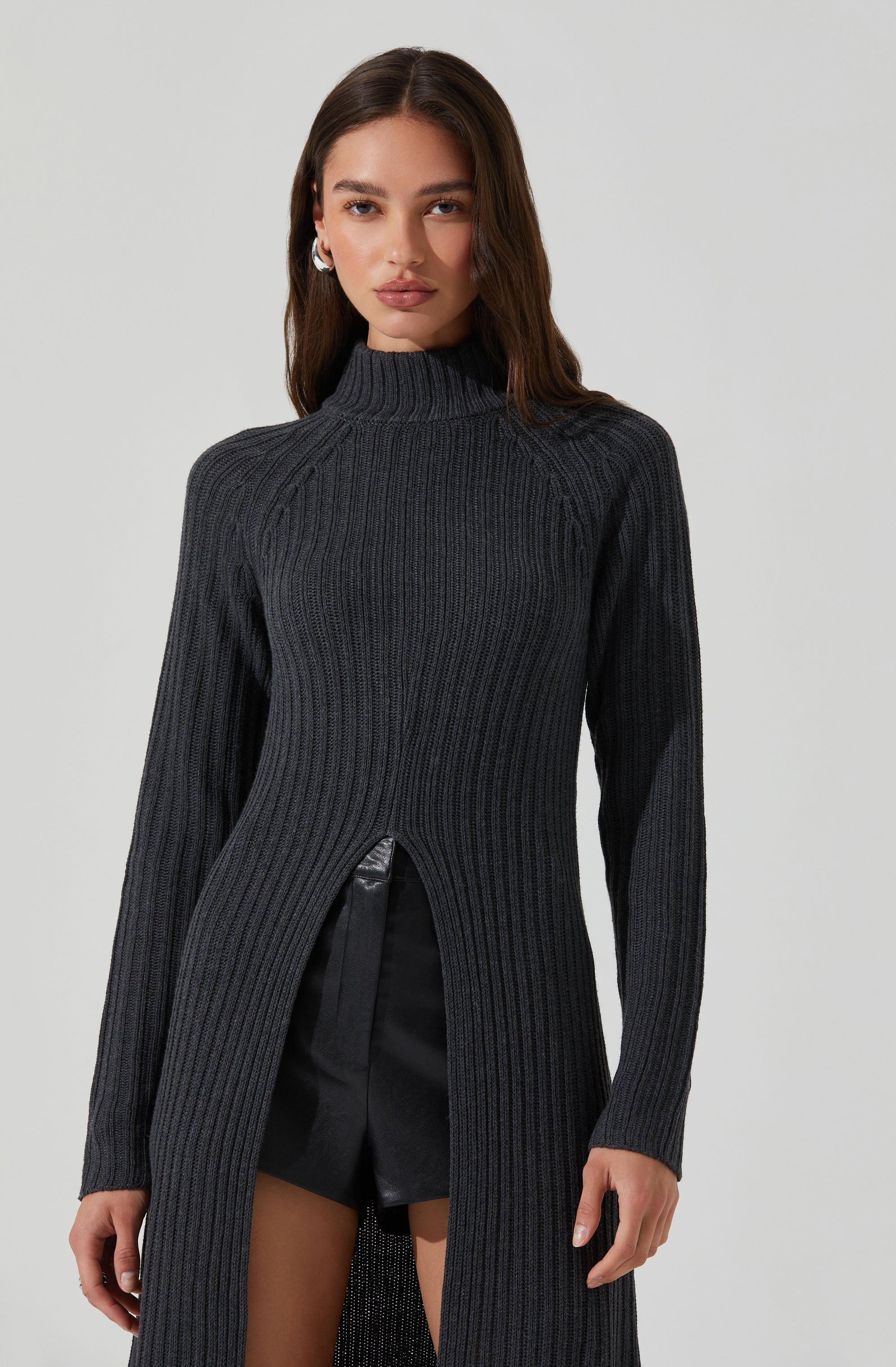 Stylish Mock Neck Slit Sweater for Women | Trendy Knit Pullover | Perfect for Fall Layering & Casual Outfits