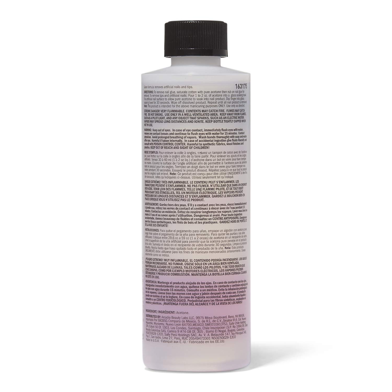 Beauty Secrets Pure Acetone Manicurist Solvent - 8 Oz Nail Polish Remover for Professional & At-Home Nail Care - Perfect for Acrylic Nails, Gel Removal & Manicures